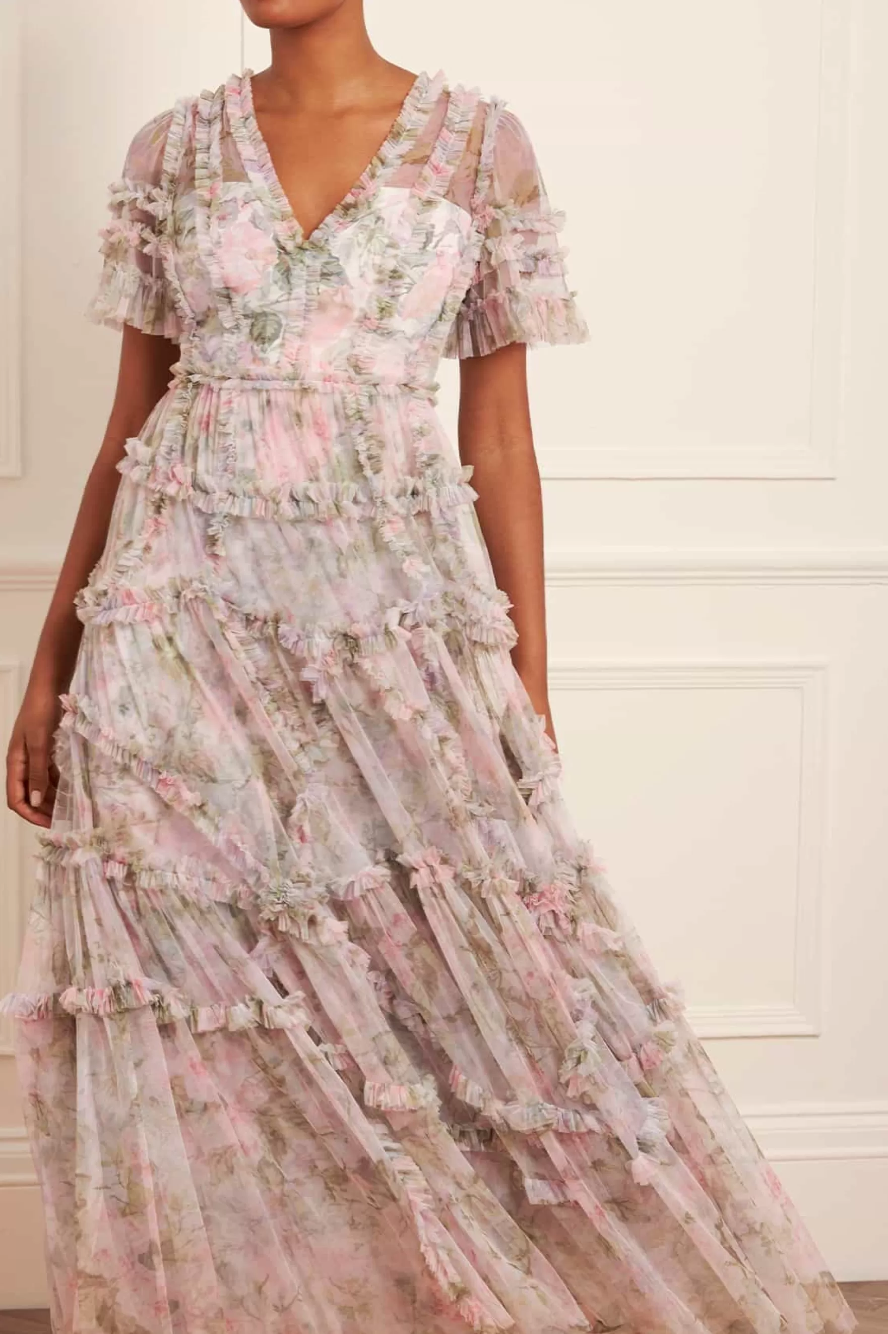 Needle & Thread Mother of the Bride | Plus Size>Rose Powder Ruffle Gown Multi