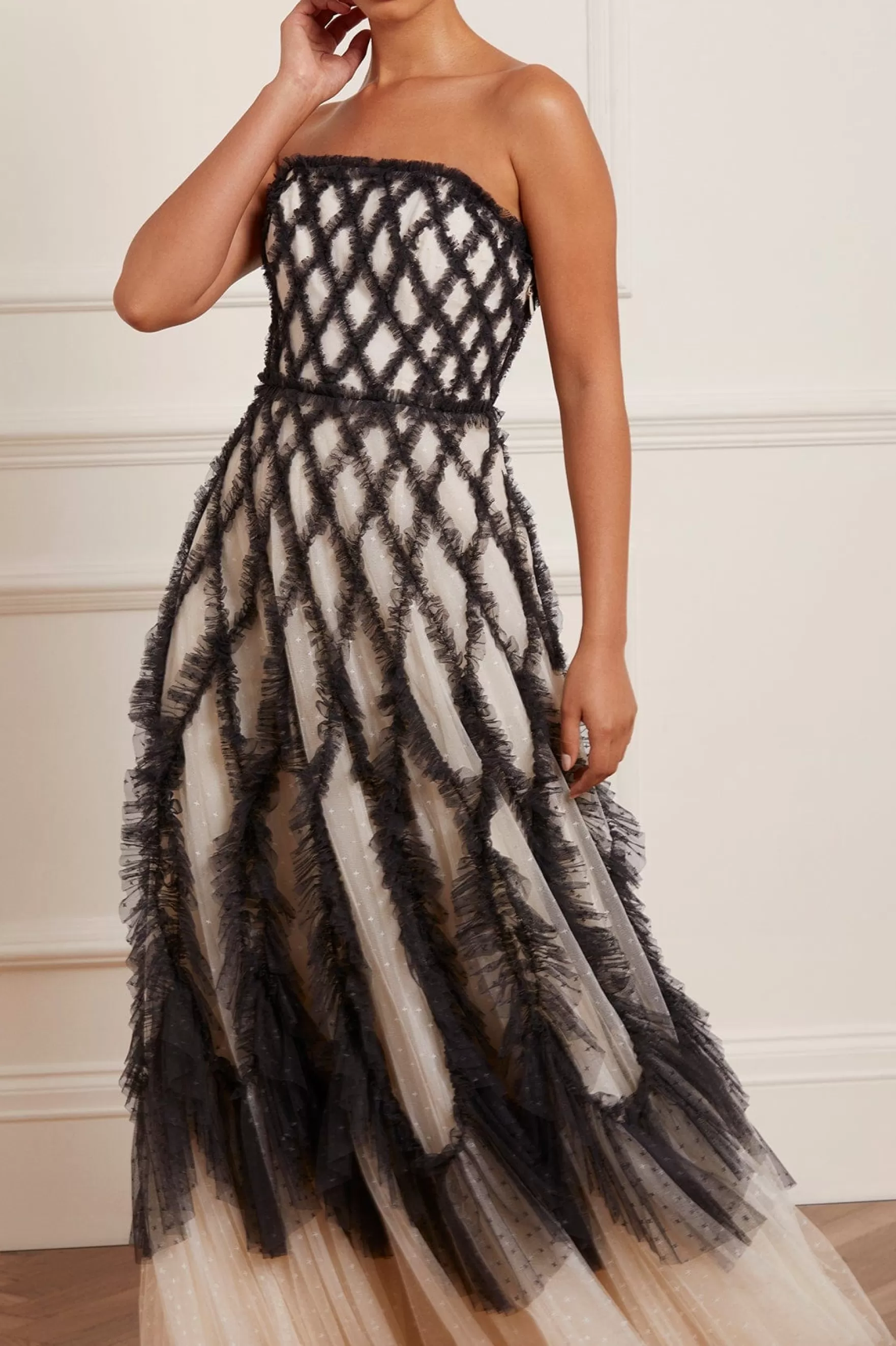 Needle & Thread Strapless Dresses | Evening Dresses>Rosella Ruffle Strapless Gown Black