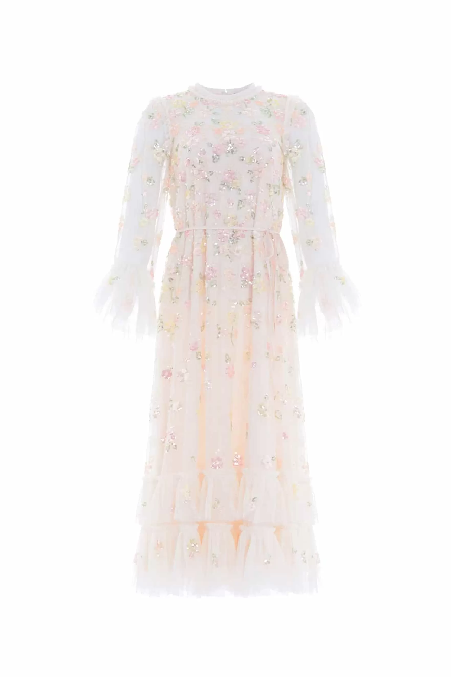 Needle & Thread Plus Size | Flattering Fit>Sequin Bloom Gloss Ballerina Dress Champagne