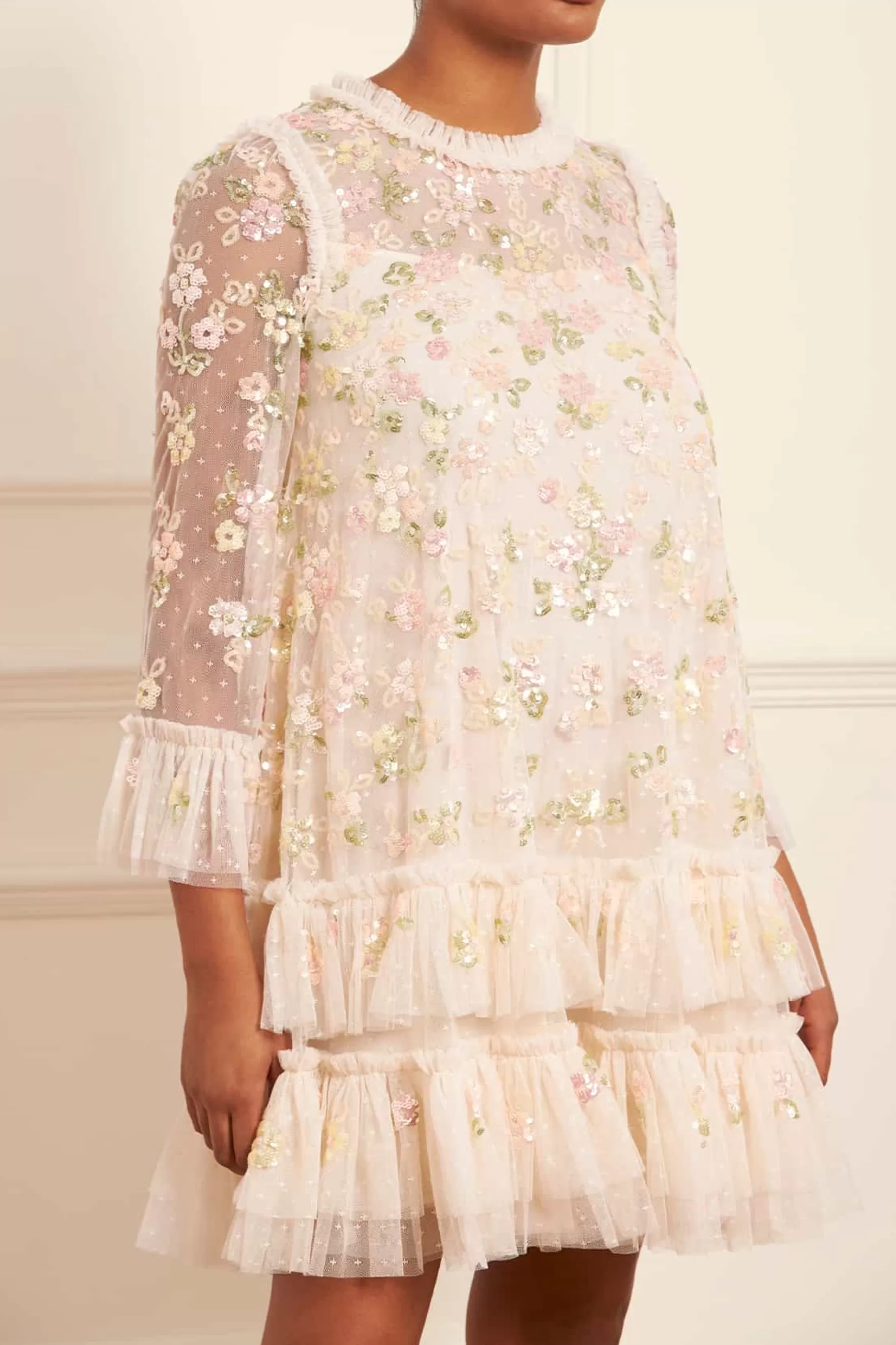 Needle & Thread Wedding Wardrobe | Plus Size>Sequin Bloom Gloss Mini Dress Champagne