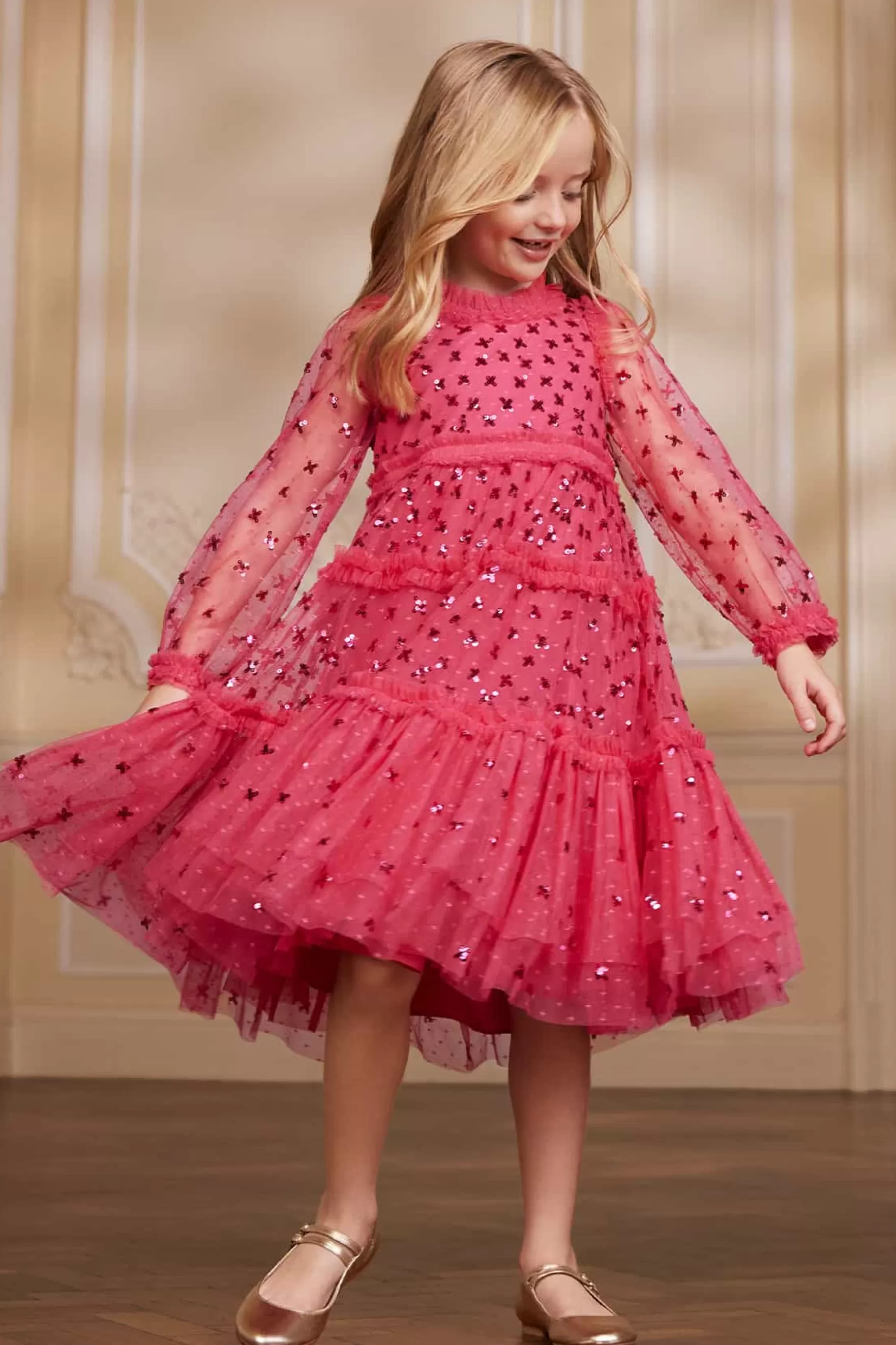 Needle & Thread Embellished Dresses | Responsibly Sourced>Sequin Kisses Kids Dress Pink