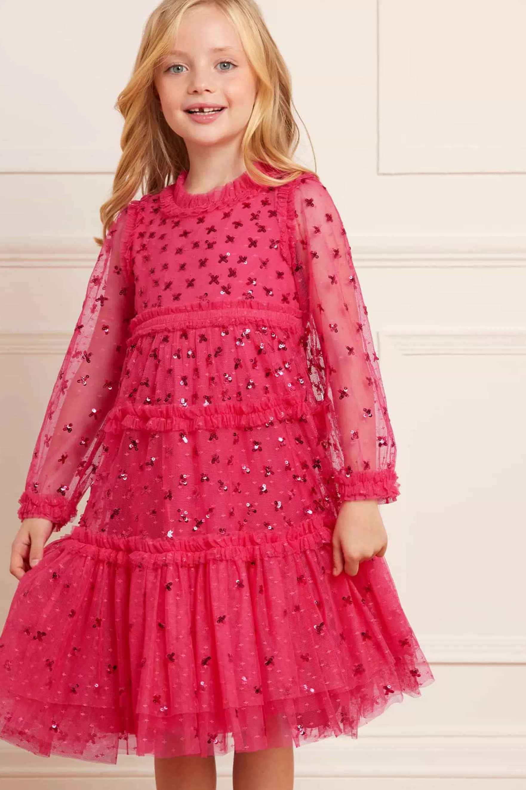 Needle & Thread Embellished Dresses | Responsibly Sourced>Sequin Kisses Kids Dress Pink