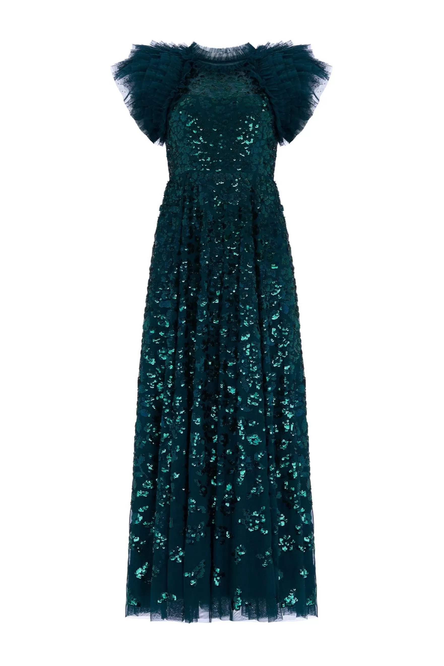 Needle & Thread Plus Size | Evening Dresses>Sequin Rose Ankle Gown Green