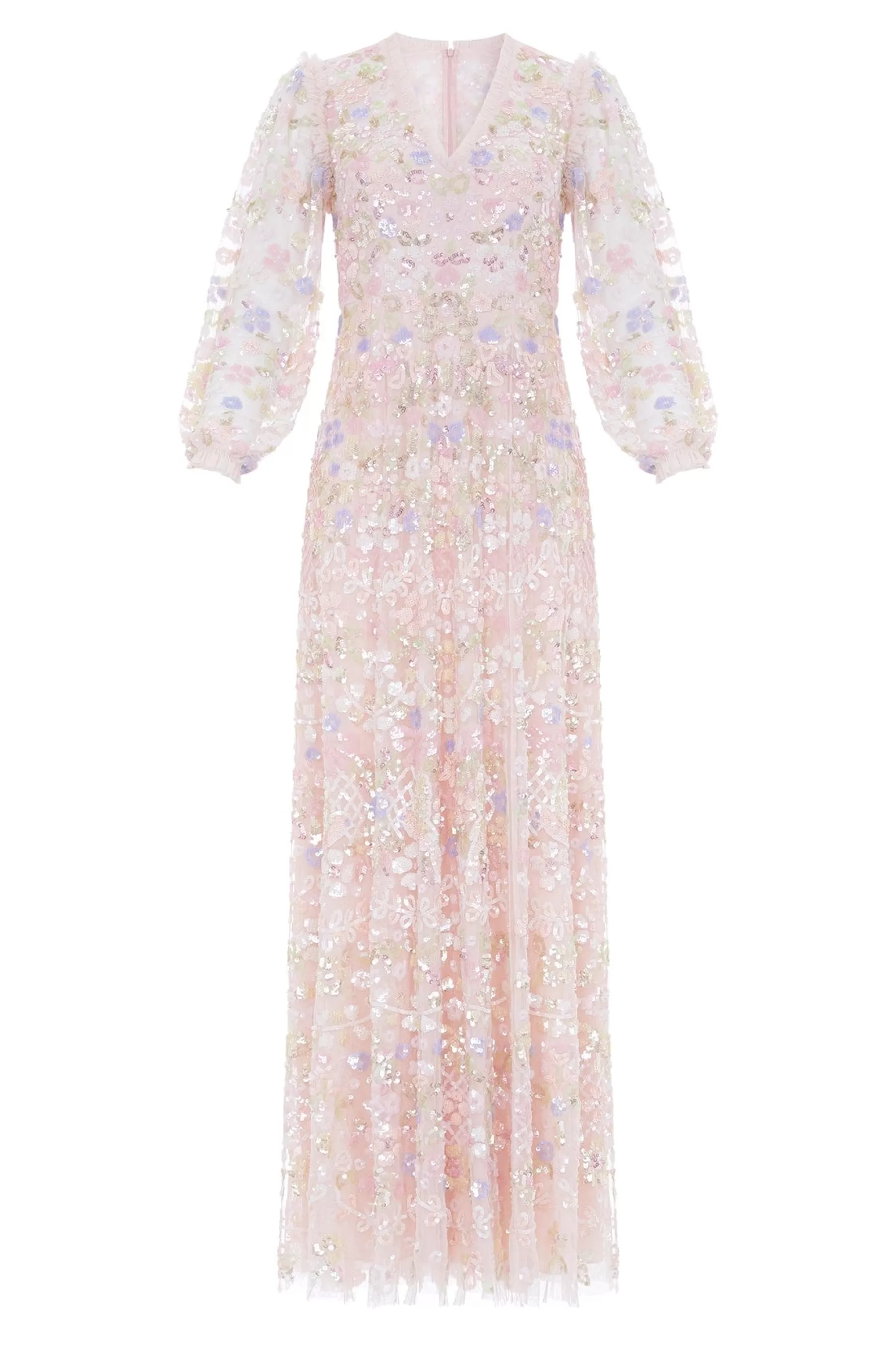 Needle & Thread Evening Dresses | Embellished Dresses>Shimmer Fairytale V-Neck Gown Pink