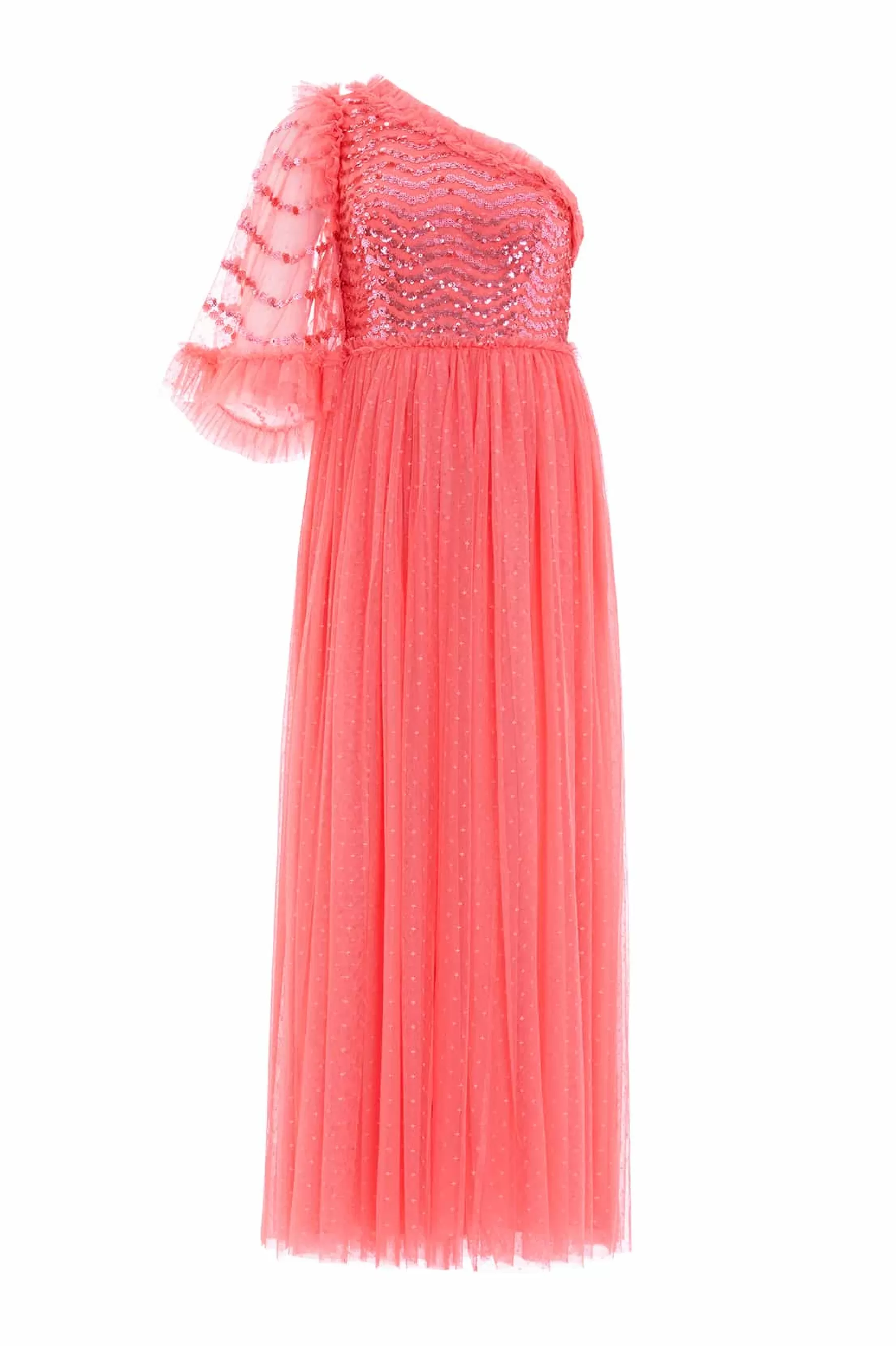 Needle & Thread Mother of the Bride | Bridesmaid>Shimmer Wave Bodice One-Shoulder Ankle Gown Pink