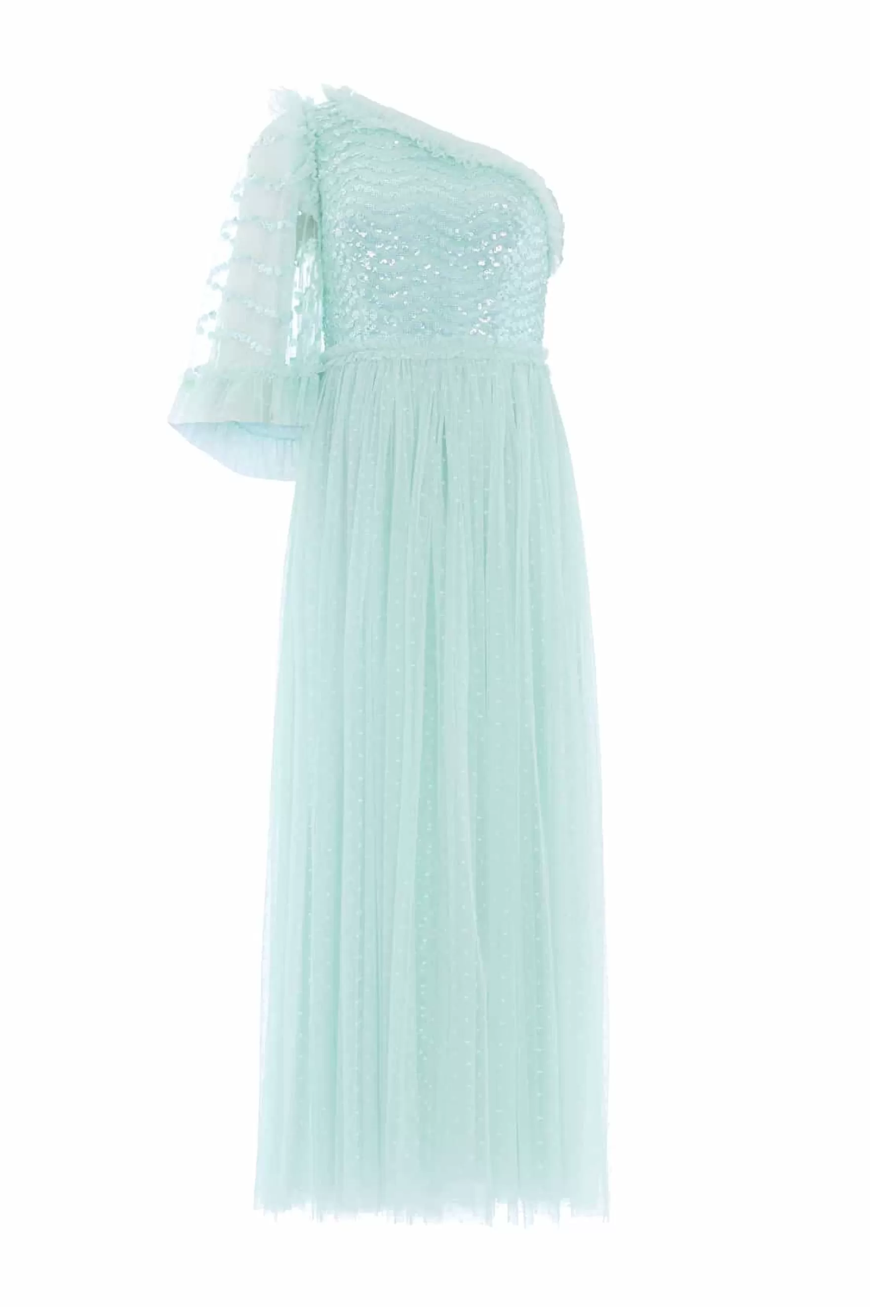 Needle & Thread Mother of the Bride | Bridesmaid>Shimmer Wave Gloss Bodice One-Shoulder Ankle Gown Green