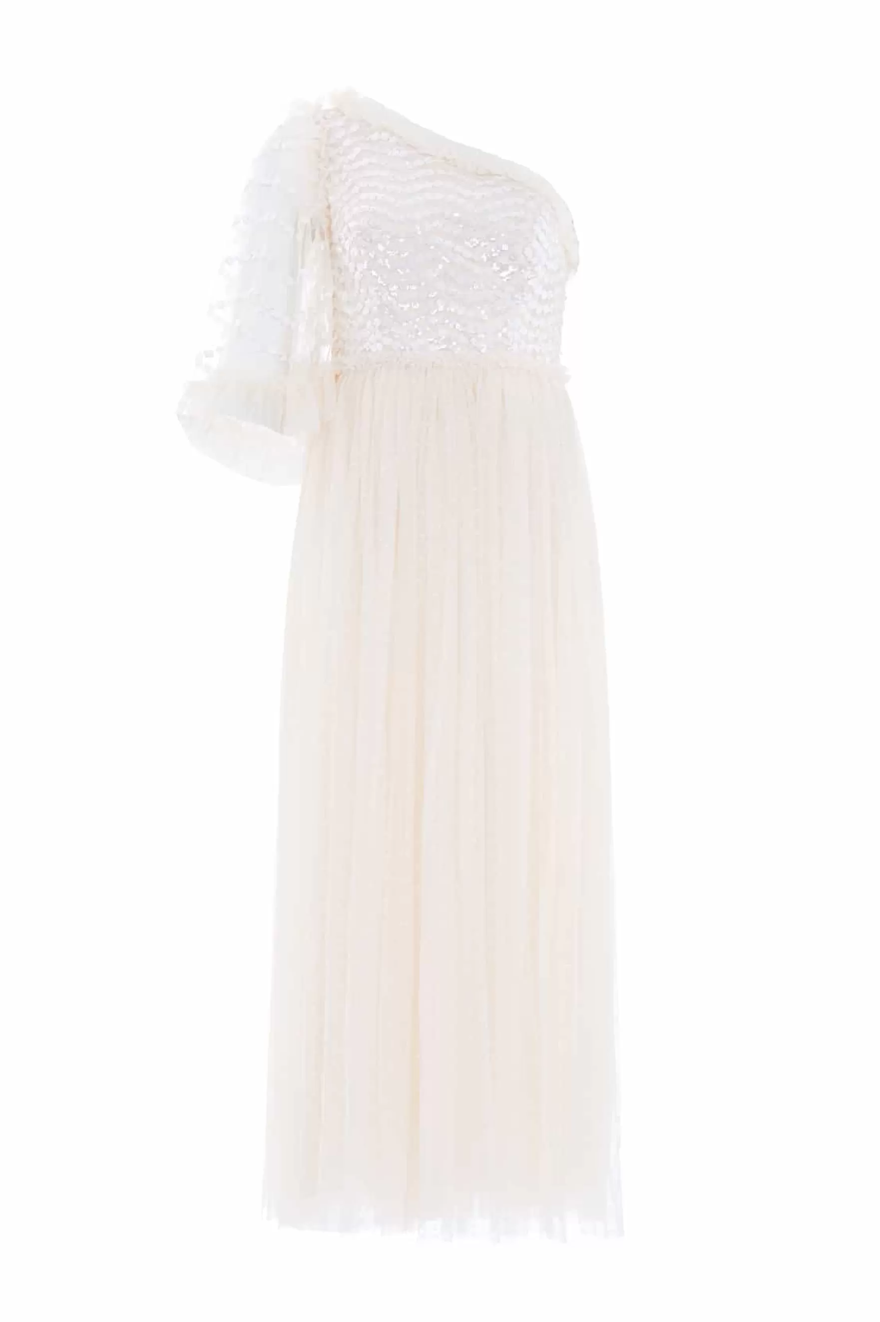Needle & Thread Bridesmaid | Bridal>Shimmer Wave Gloss Bodice One-Shoulder Ankle Gown Champagne