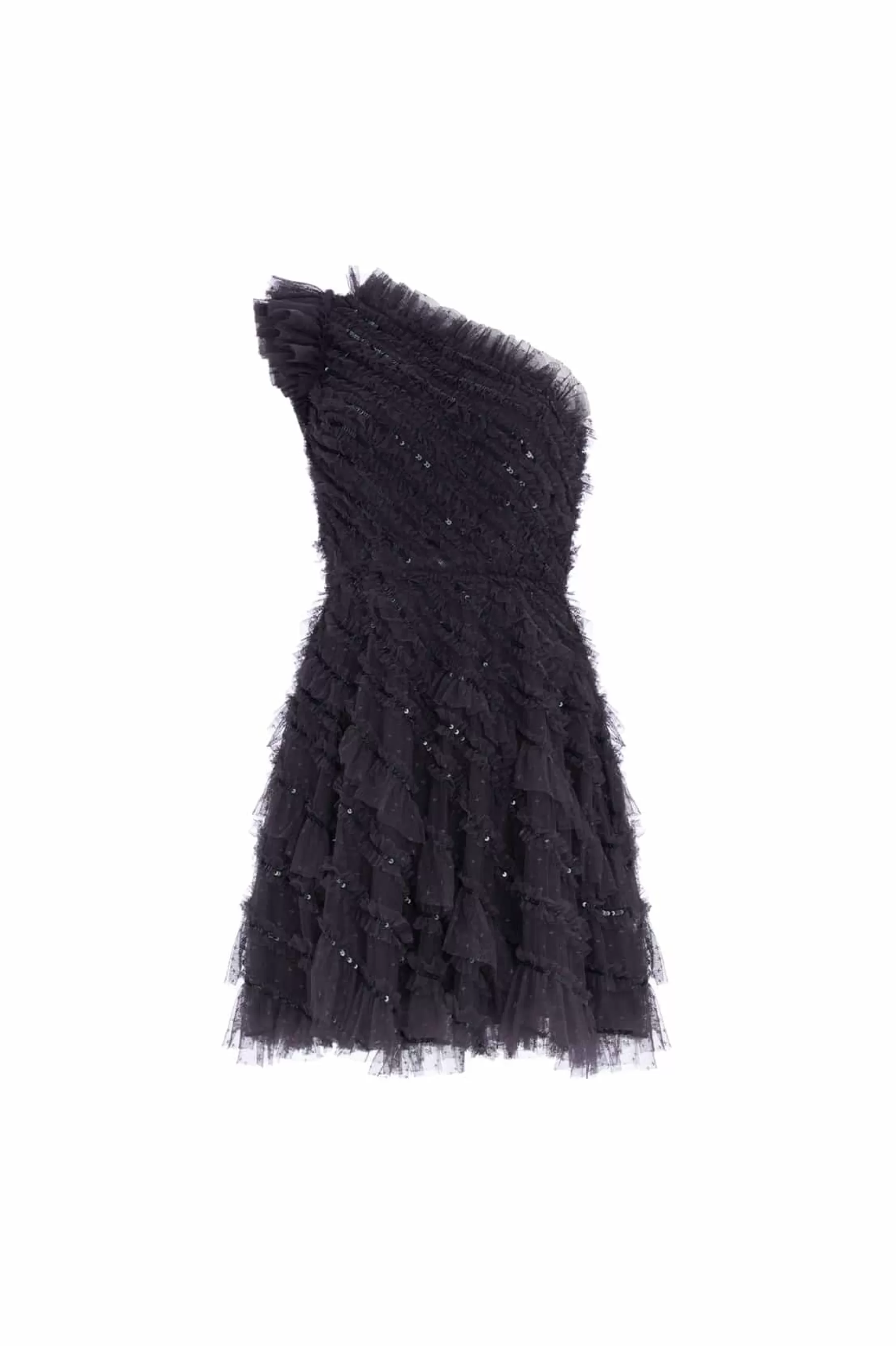 Needle & Thread Wedding Guest | Mini Dresses>Spiral Sequin One-Shoulder Micro Mini Dress Black