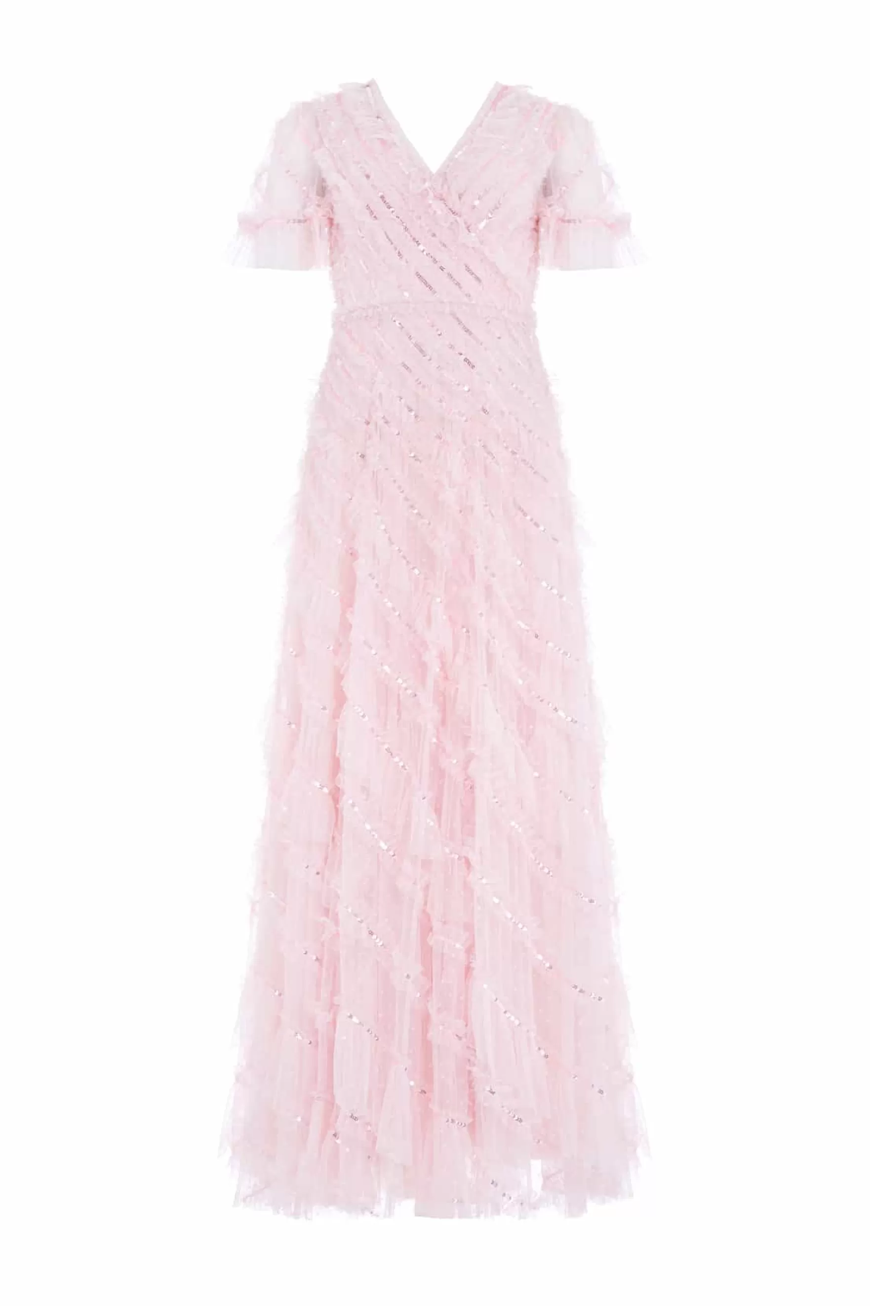 Needle & Thread Mother of the Bride | Evening Dresses>Spiral Sequin V-Neck Ankle Gown Pink