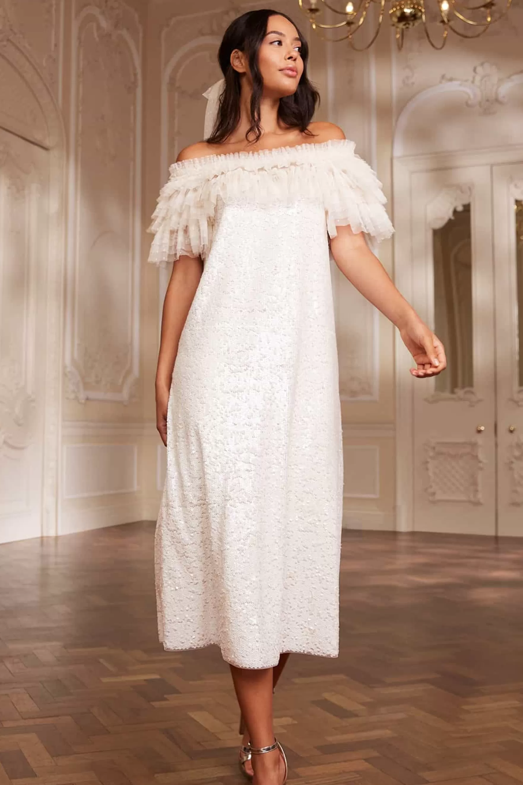 Needle & Thread Wedding Wardrobe | Bridal>Stephanie Ballerina Dress Champagne