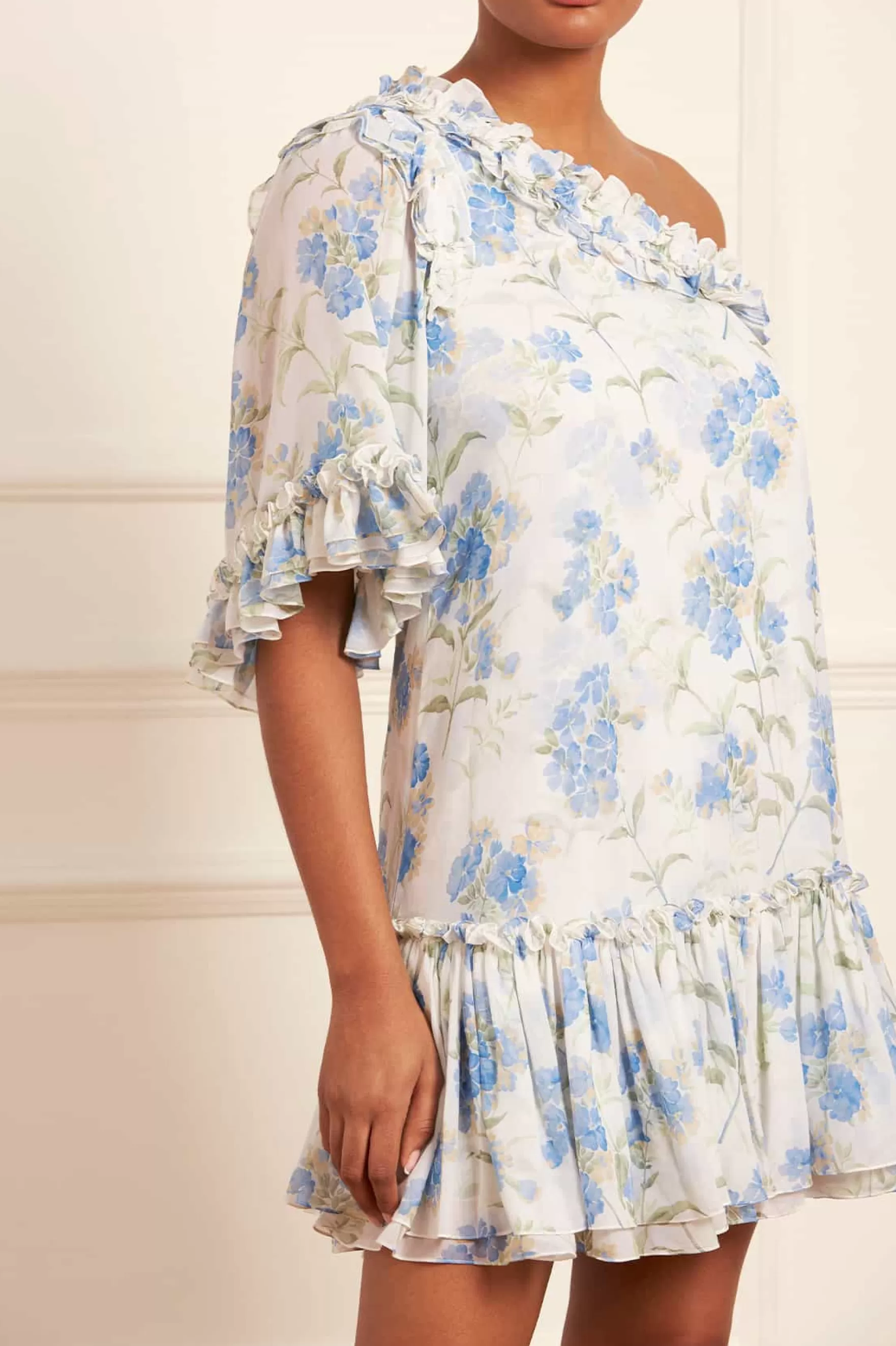 Needle & Thread Wedding Guest | Plus Size>Summer Posy Chiffon One-Shoulder Micro Mini Dress Multi