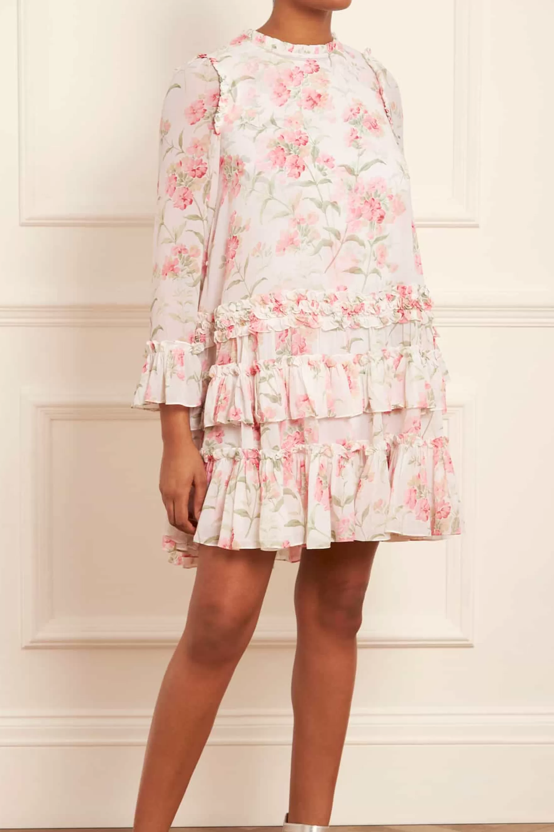 Needle & Thread Wedding Guest | Plus Size>Summer Posy Chiffon Round Neck Micro Mini Dress Multi