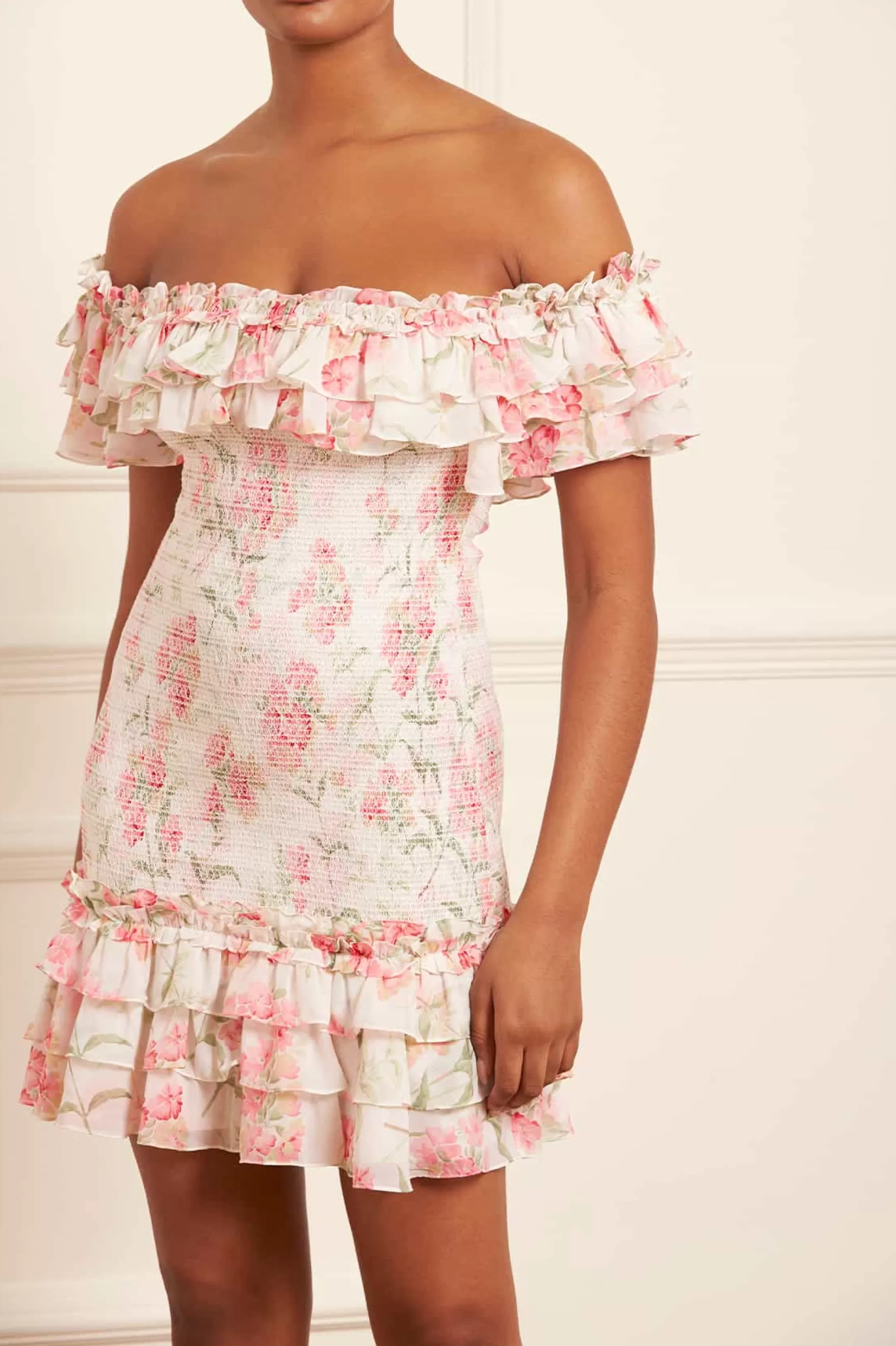 Needle & Thread Plus Size | Mini Dresses>Summer Posy Chiffon Smocked Micro Mini Dress Multi