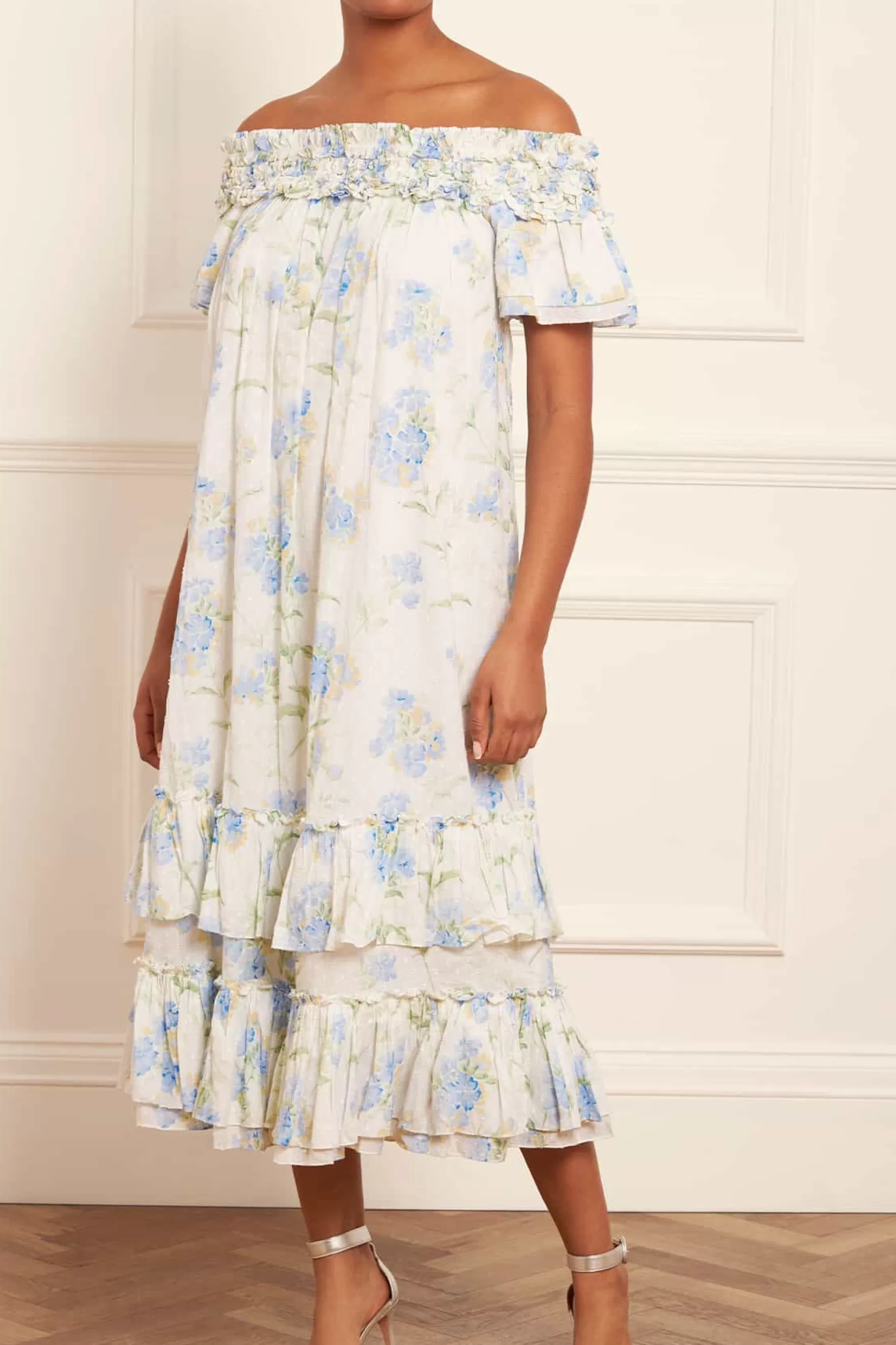Needle & Thread Wedding Guest | Plus Size>Summer Posy Cotton Off-Shoulder Ankle Gown Multi