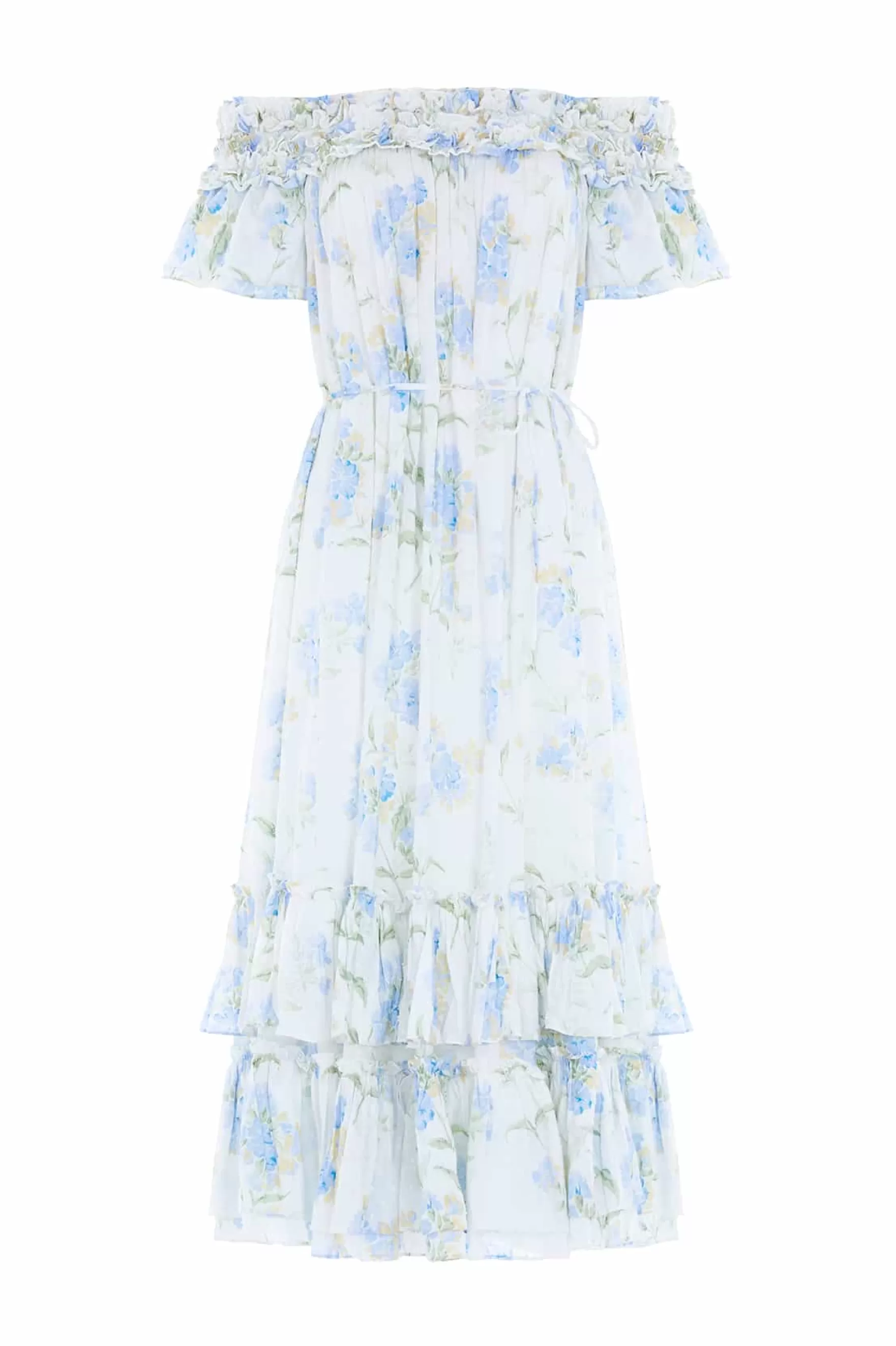 Needle & Thread Wedding Guest | Plus Size>Summer Posy Cotton Off-Shoulder Ankle Gown Multi