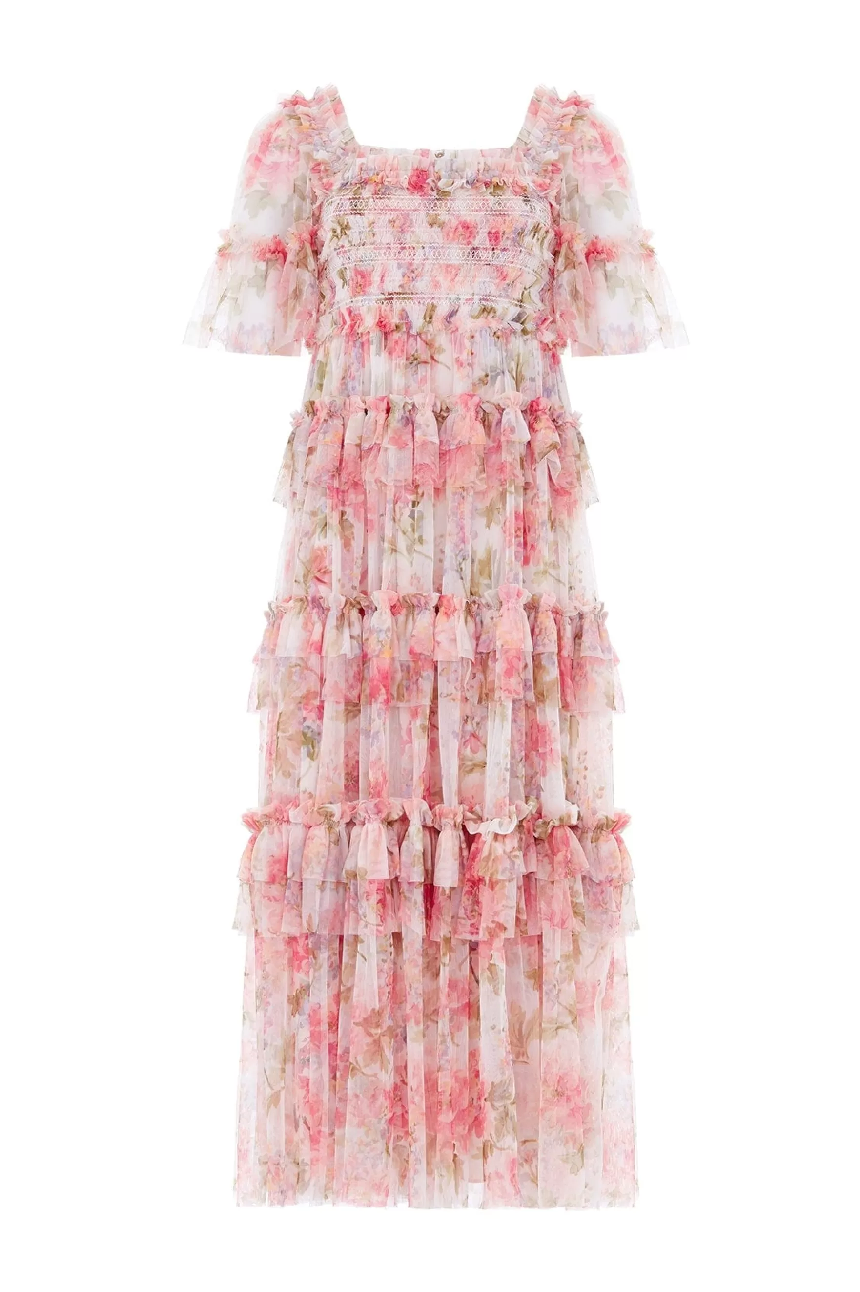 Needle & Thread Wedding Guest | Plus Size>Summer Song Peaches Smocked Ankle Gown Multi