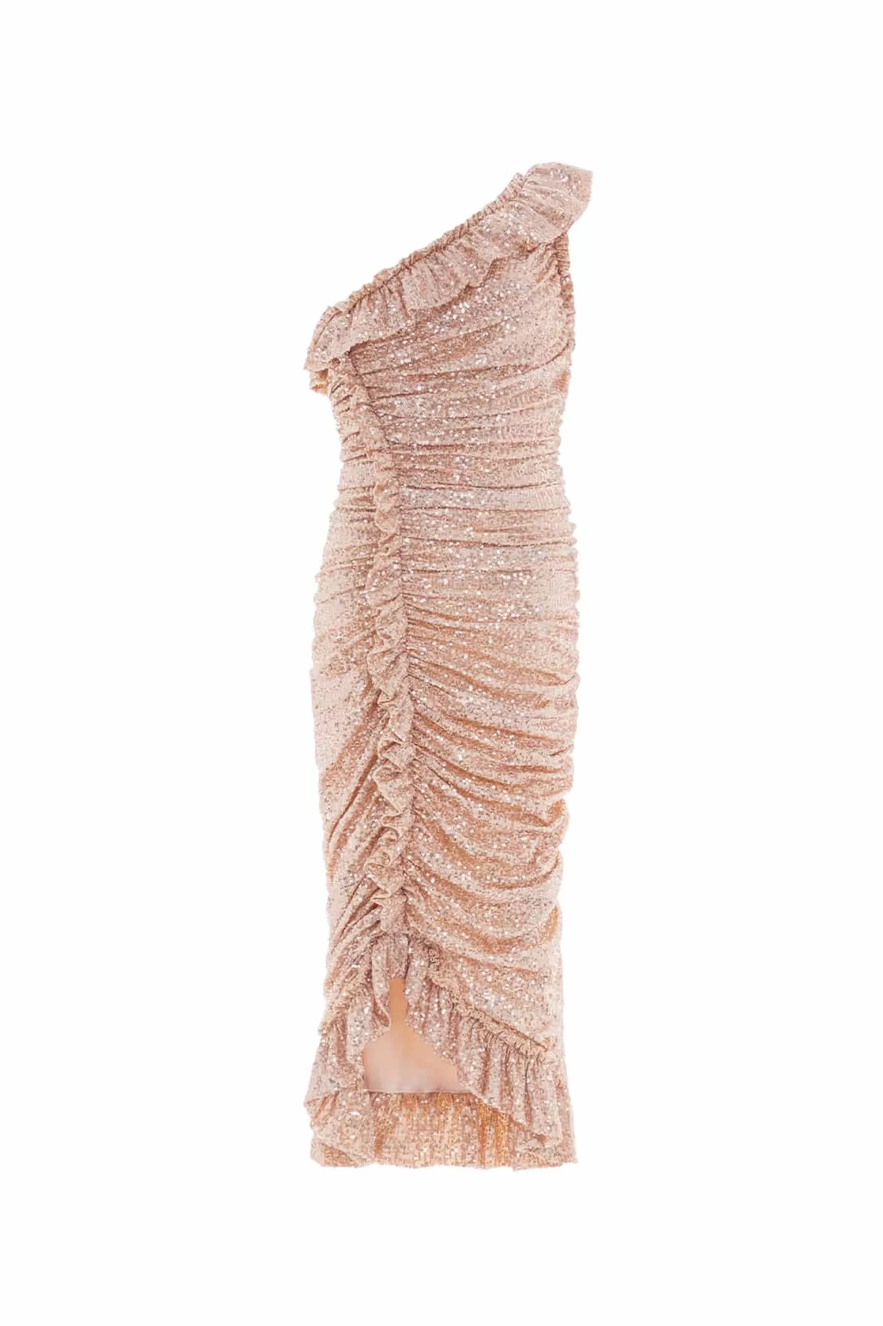 Needle & Thread Embellished Dresses>Sunray Sequin One-Shoulder Ballerina Dress Gold