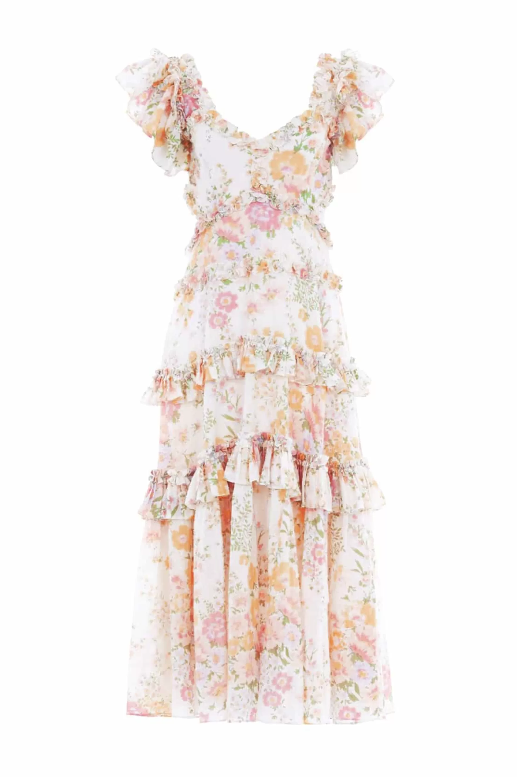 Needle & Thread Wedding Guest | Cotton Dresses>Sunrise Bloom Backless Cotton Ankle Gown Multi