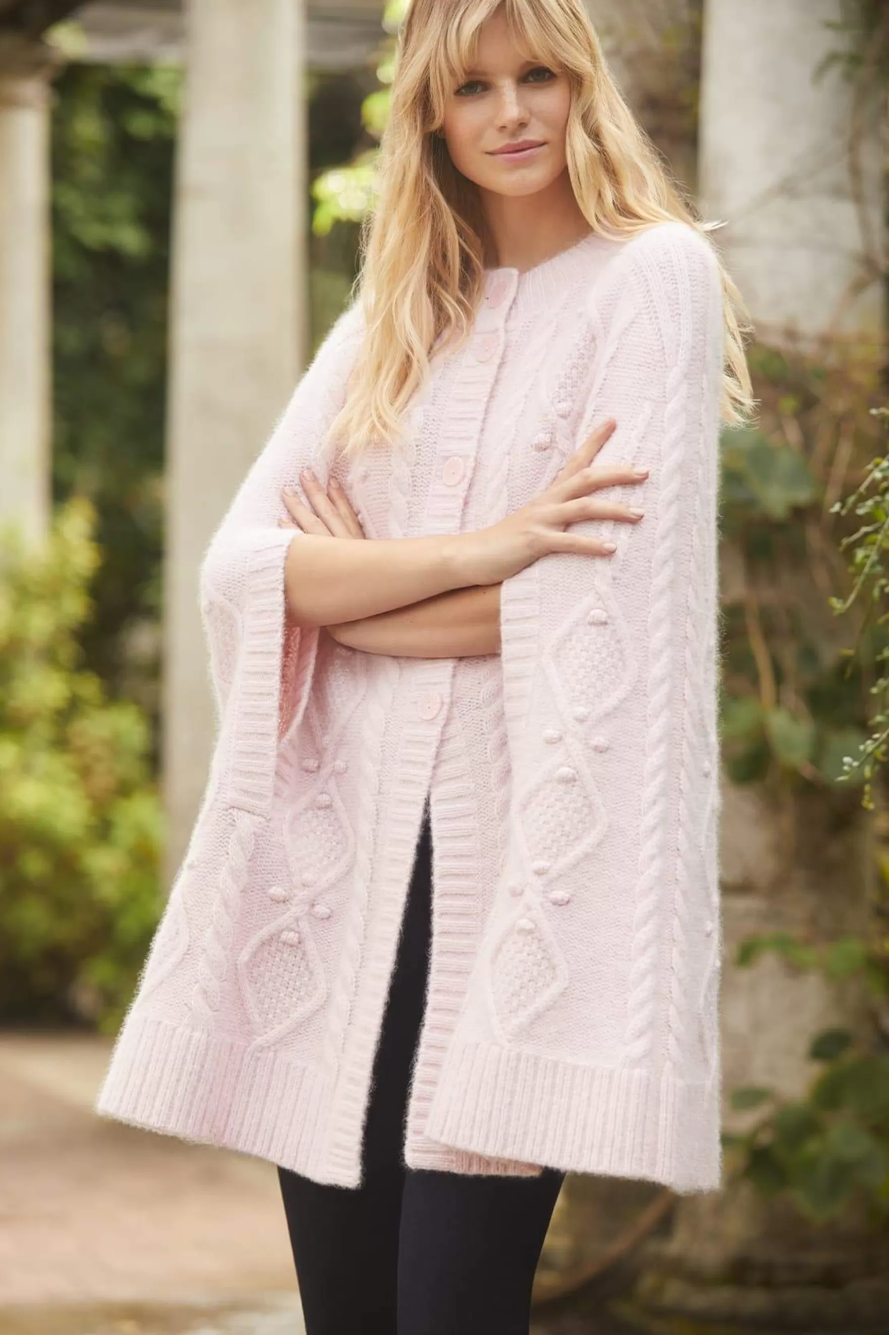 Needle & Thread Exclusives | Capes>Sylvie Cable Cape Pink