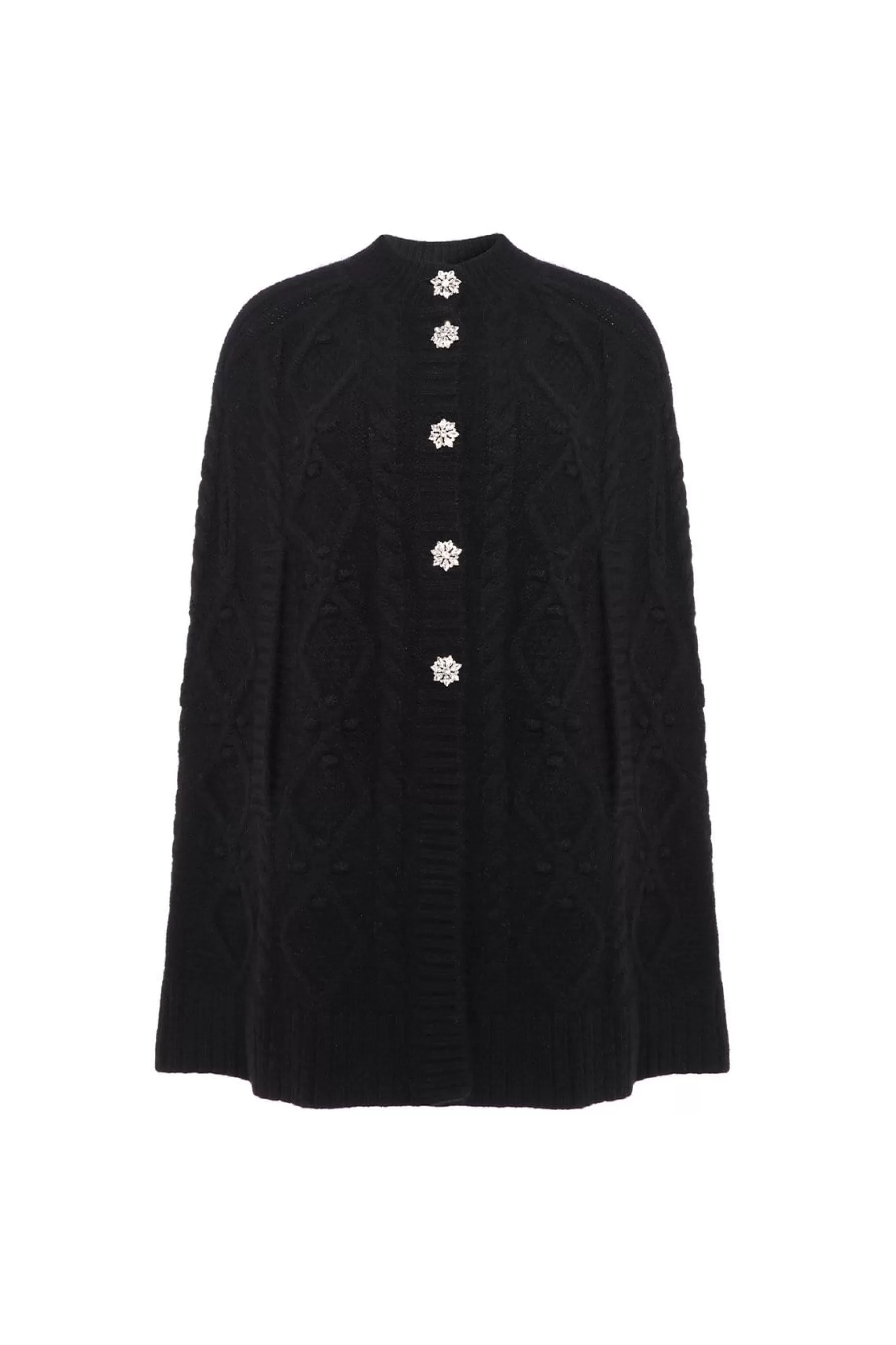 Needle & Thread Exclusives | Capes>Sylvie Cable Jewelled Knee Length Cape Black