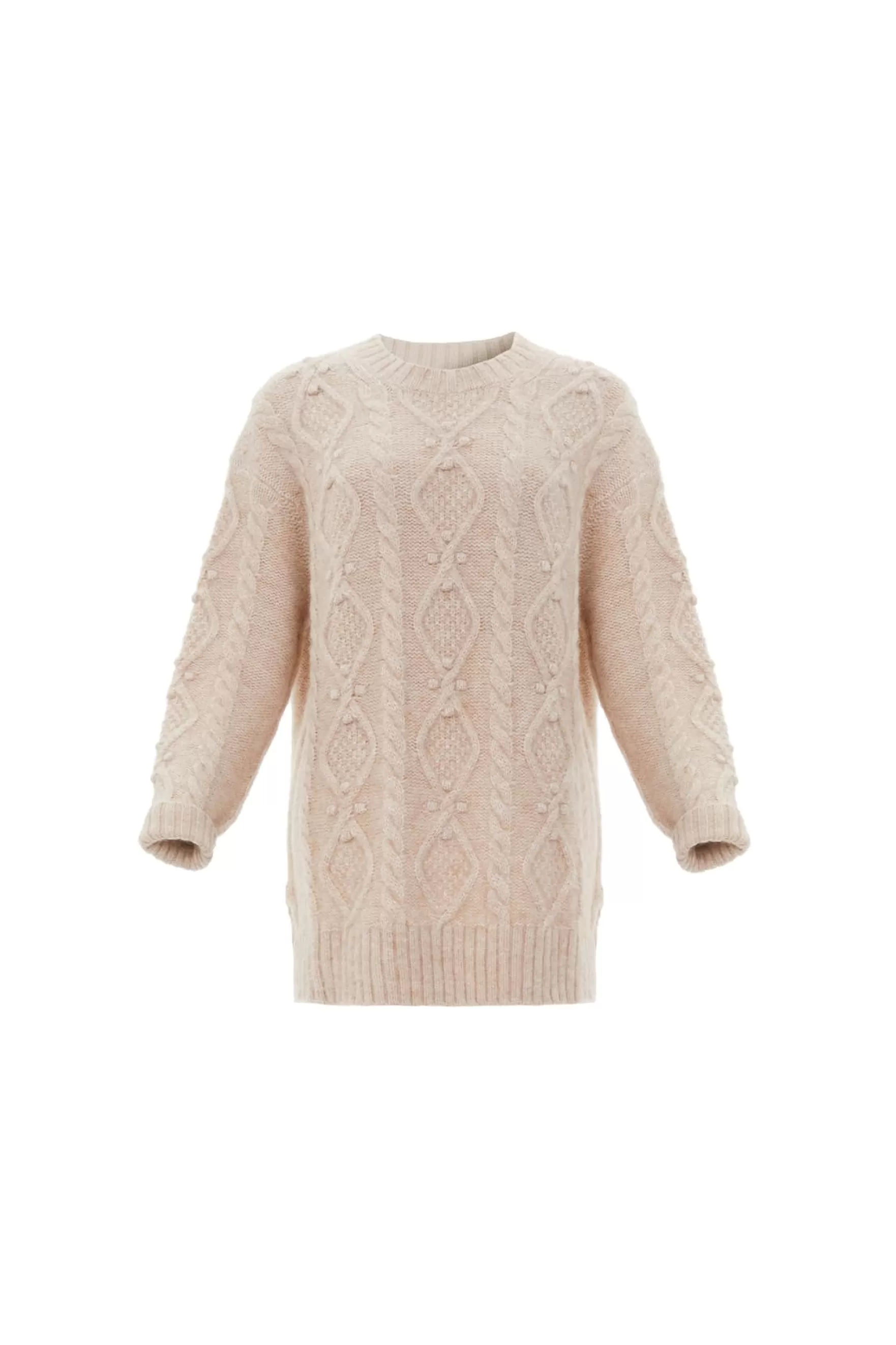 Needle & Thread Exclusives | Knitwear>Sylvie Cable Longline Jumper Beige