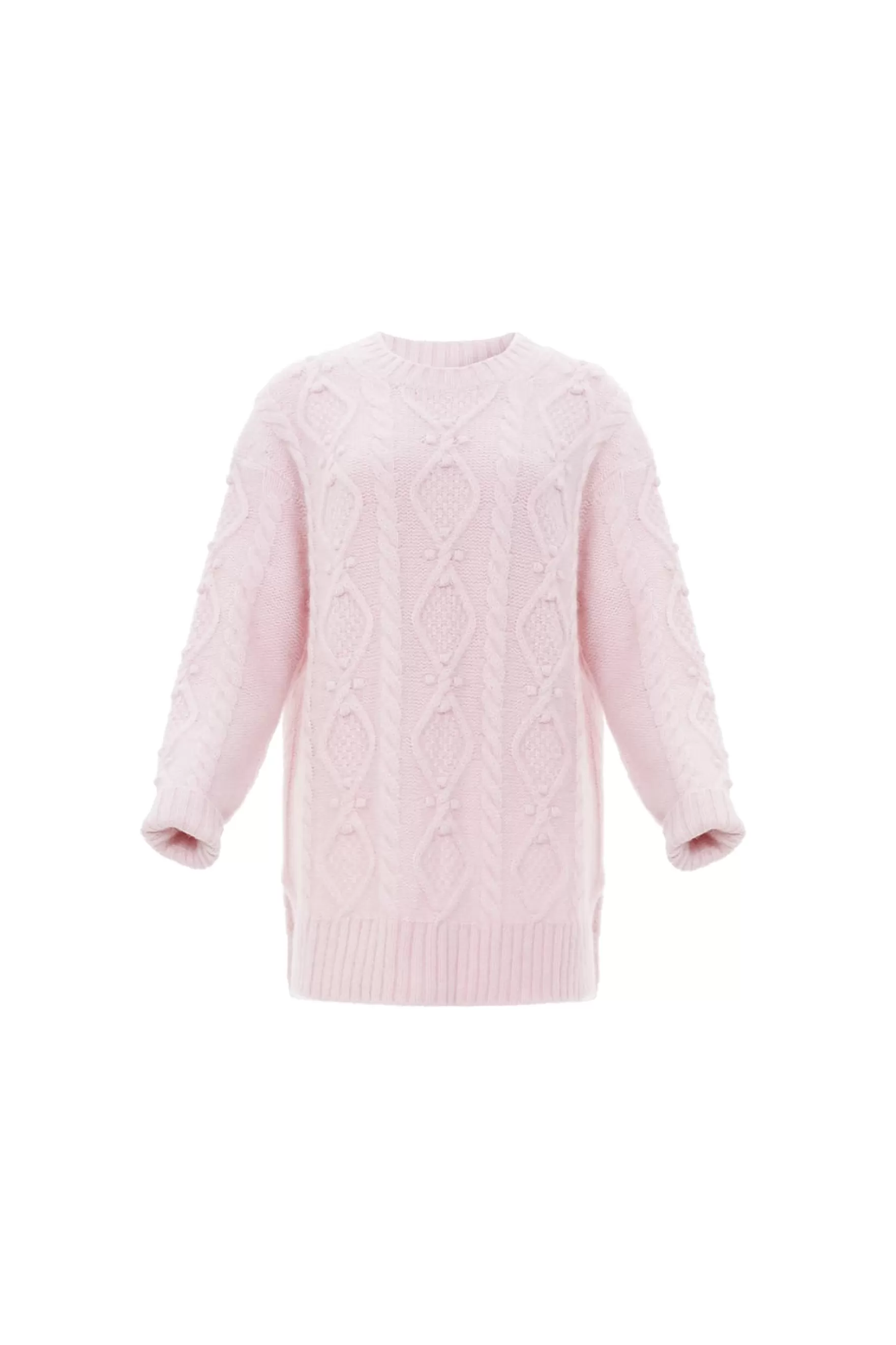 Needle & Thread Exclusives | Knitwear>Sylvie Cable Longline Jumper Pink