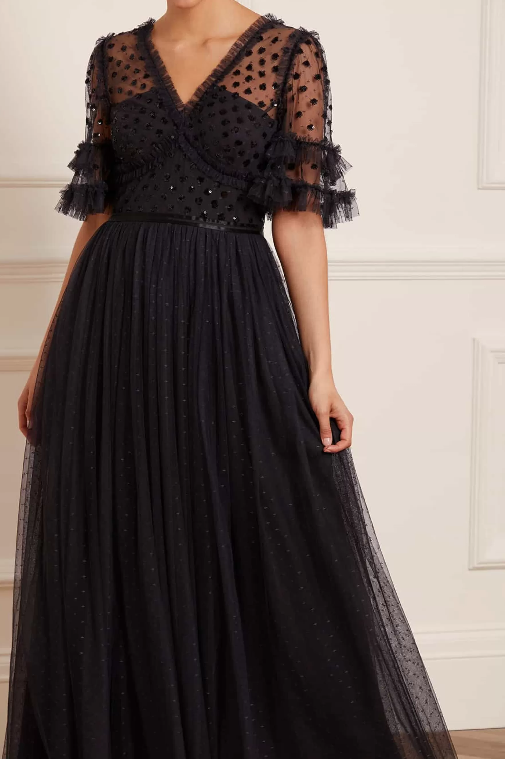 Needle & Thread Evening Dresses | Embellished Dresses>Thea Bodice Ankle Gown Black