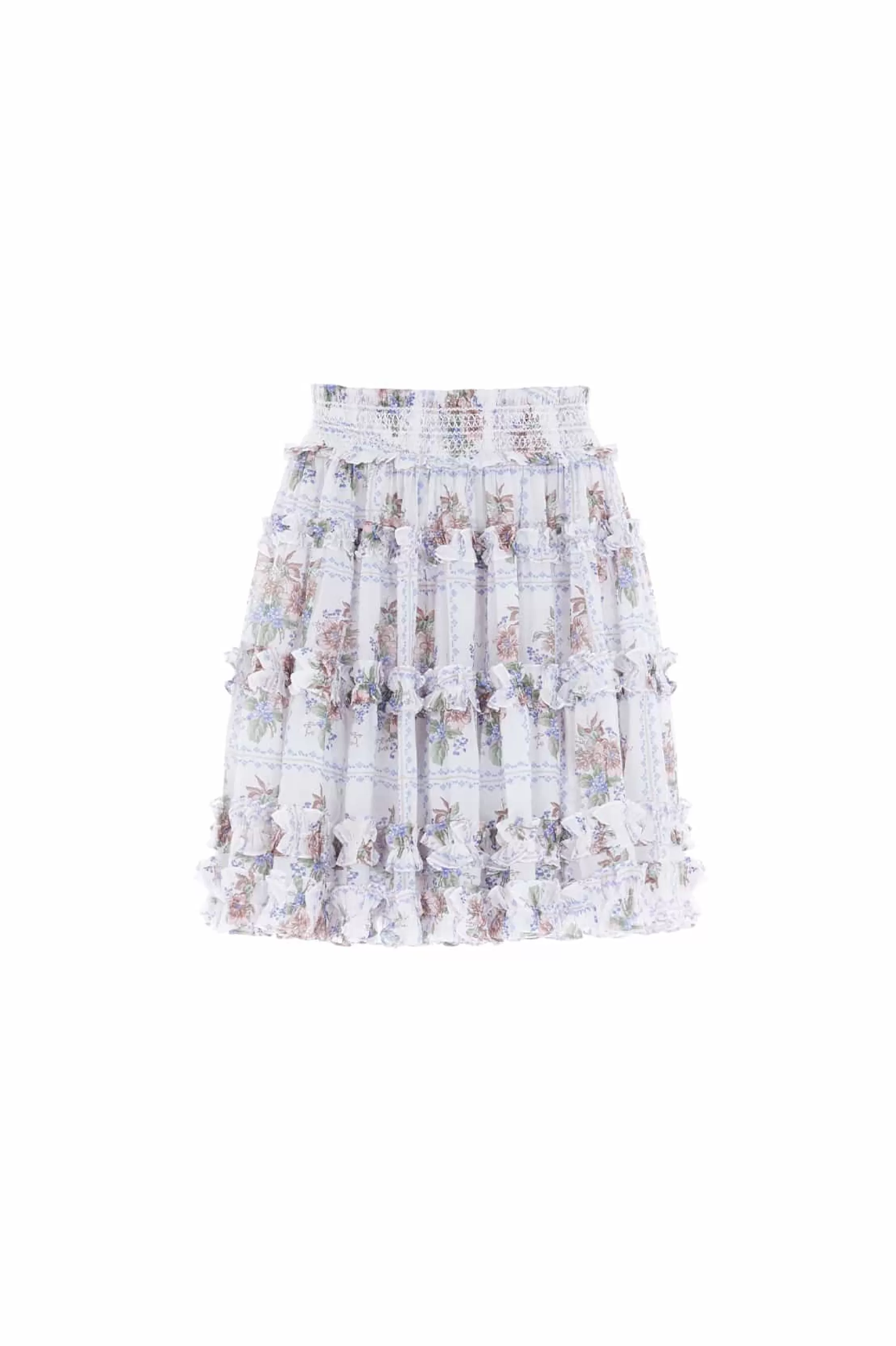 Needle & Thread Plus Size | All-Womenswear>Tiled Blooms Chiffon Smocked Micro Mini Skirt Multi