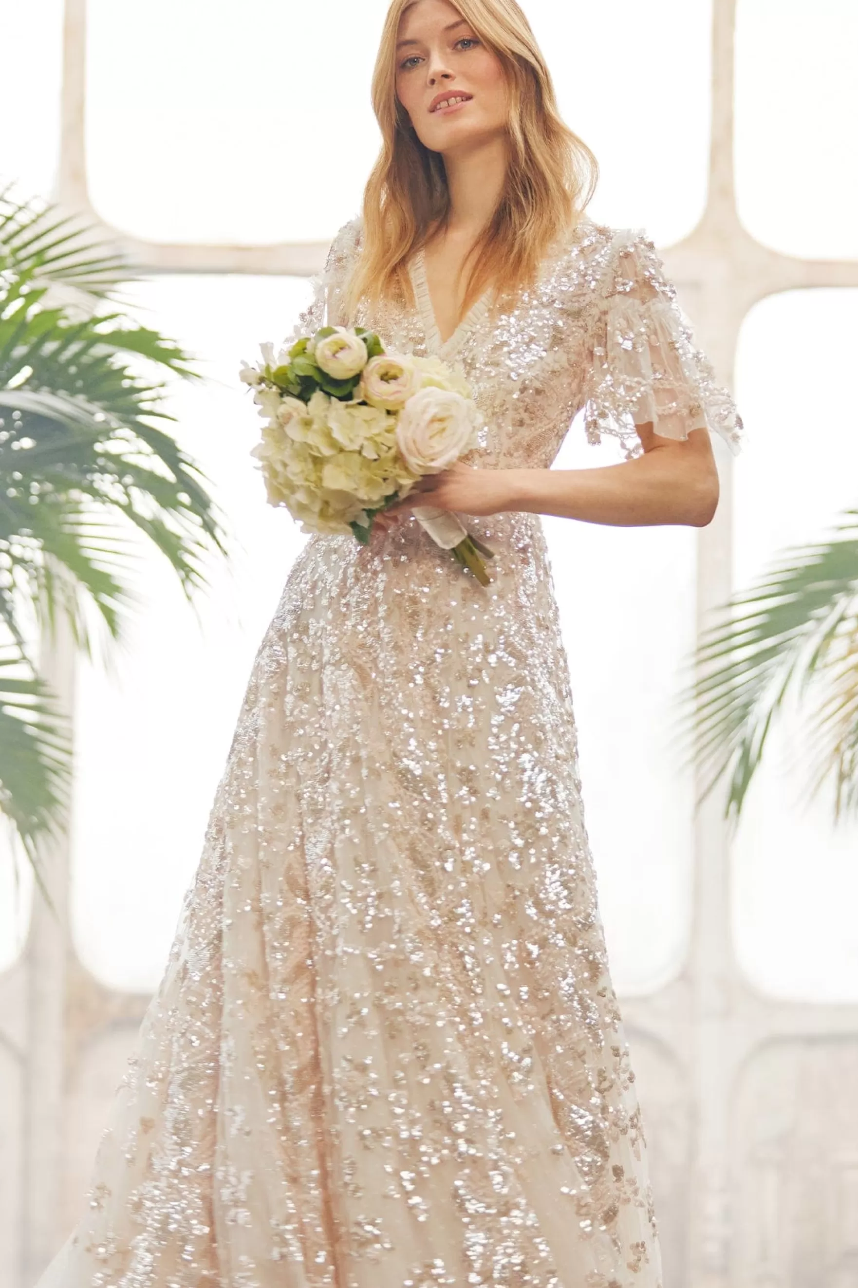 Needle & Thread Bridal | All-Womenswear>Trailing Bow Gown Champagne