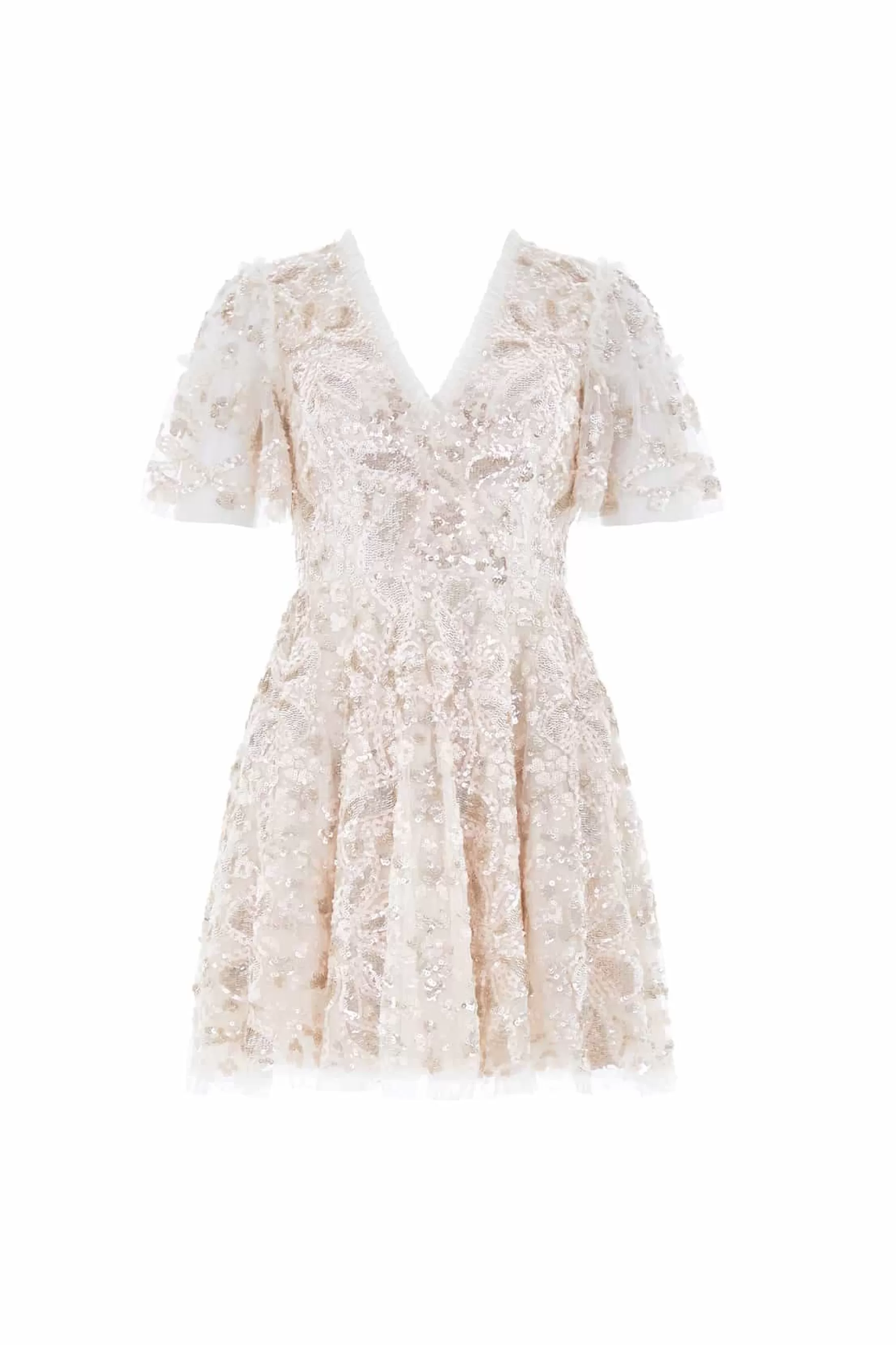 Needle & Thread Wedding Wardrobe | Mini Dresses>Trailing Bow Micro Mini Dress Champagne