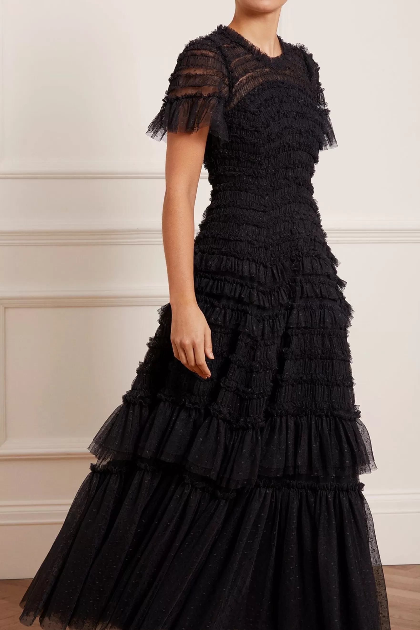 Needle & Thread Plus Size | Evening Dresses>Valentine Ruffle Gown Black