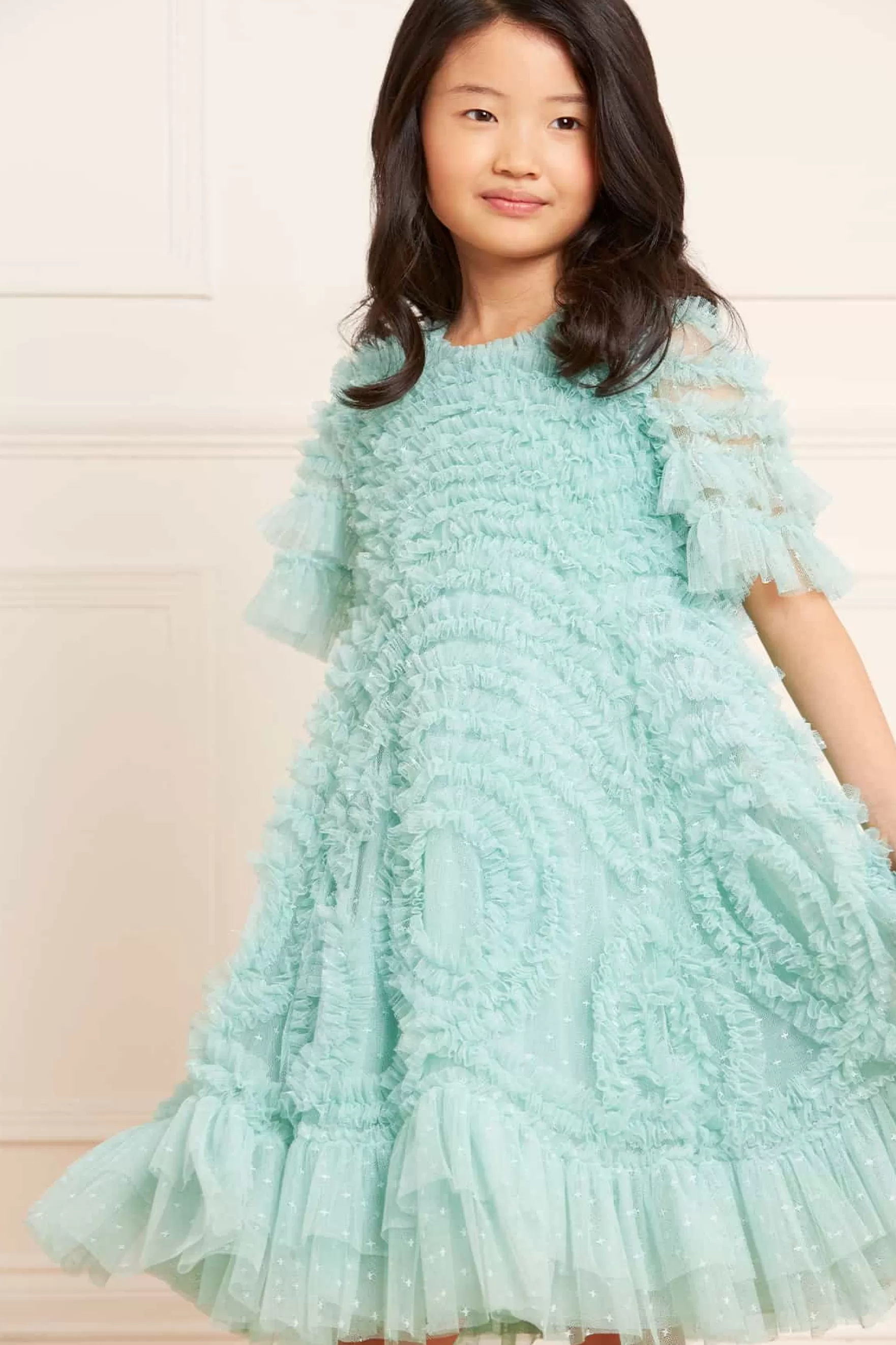 Needle & Thread Responsibly Sourced>Verity Ruffle Kids Dress Green