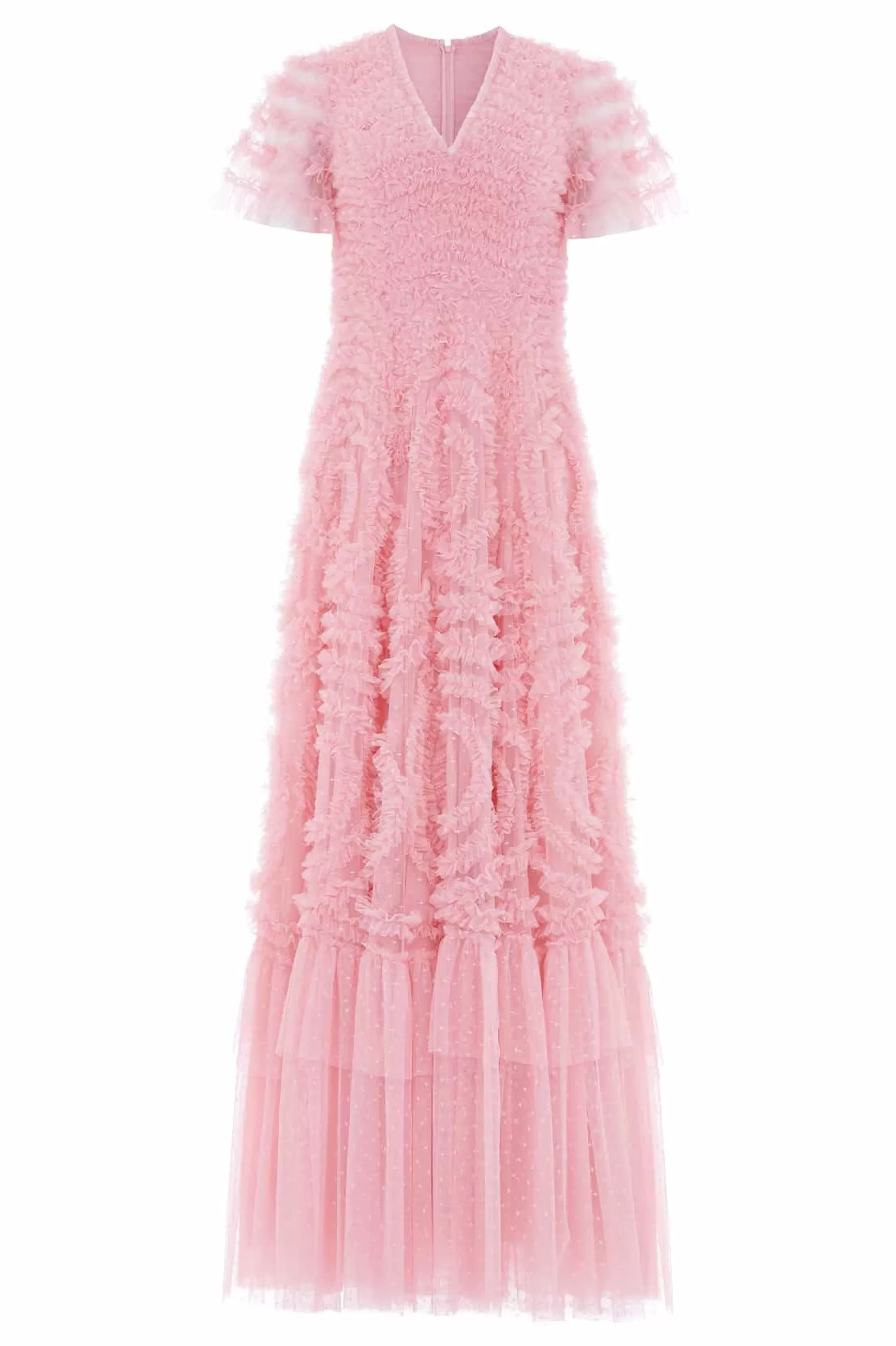 Needle & Thread Mother of the Bride | Plus Size>Verity Ruffle V-Neck Gown Pink