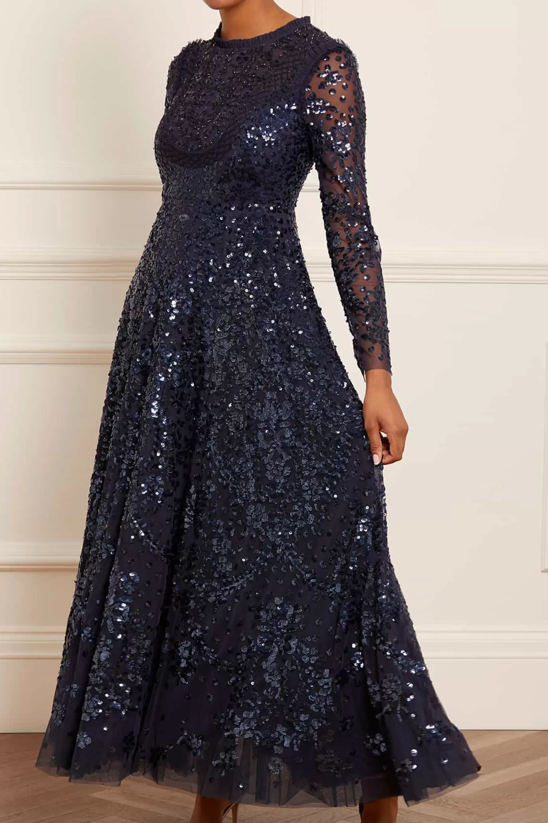 Needle & Thread Mummy & Me | Mummy & Me>Victorian Wreath Long Sleeve Gown Blue