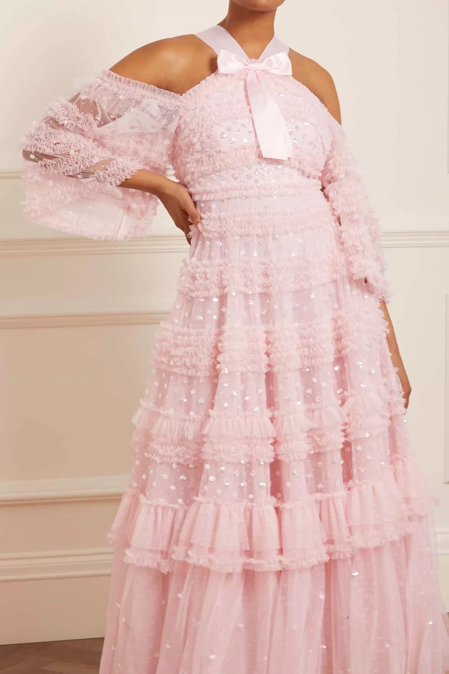 Needle & Thread Wedding Guest | Mother of the Bride>Vivian Off Shoulder Gown Pink