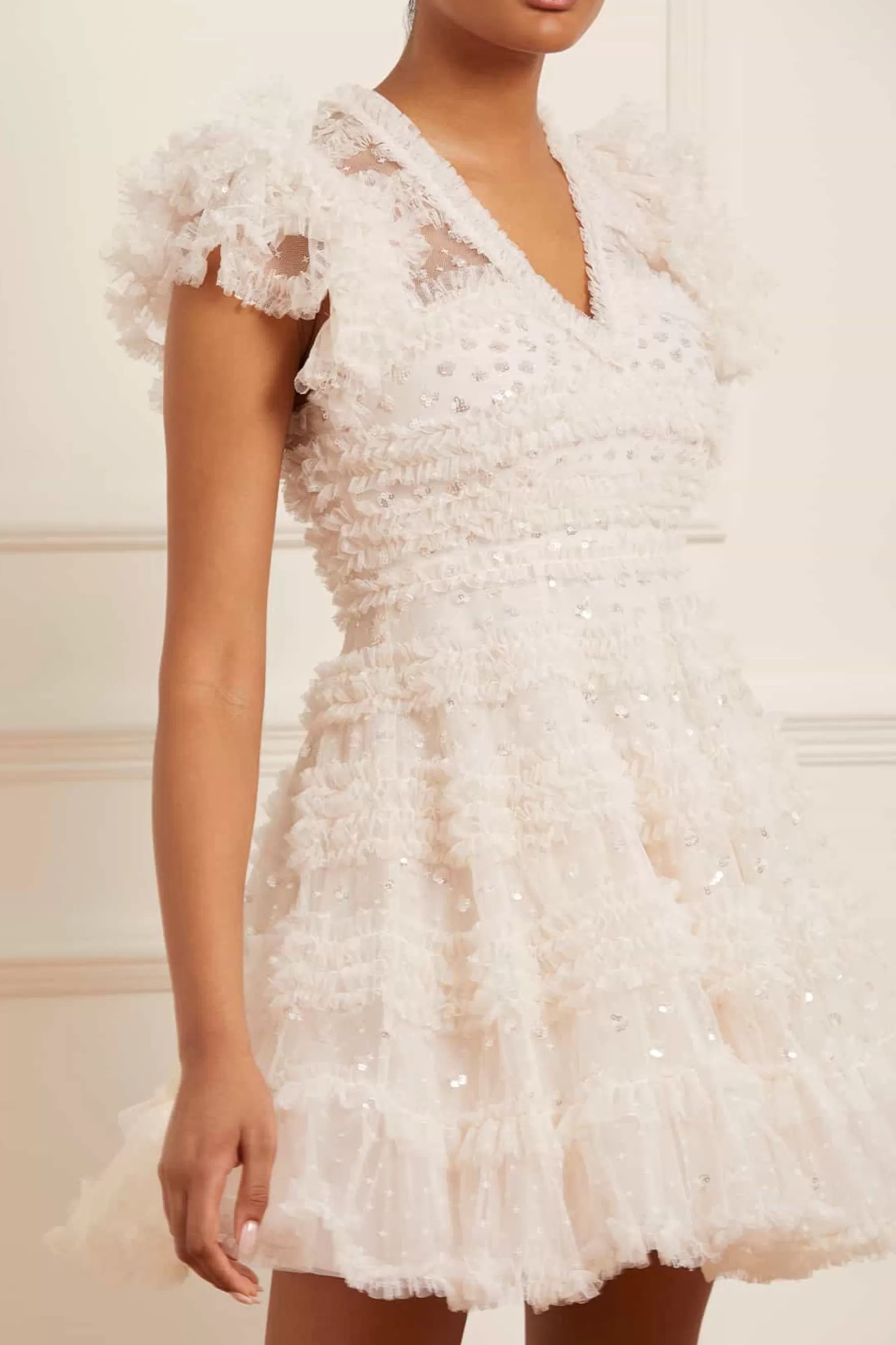 Needle & Thread Wedding Wardrobe | Bridesmaid>Vivian V-Neck Micro Mini Dress Champagne