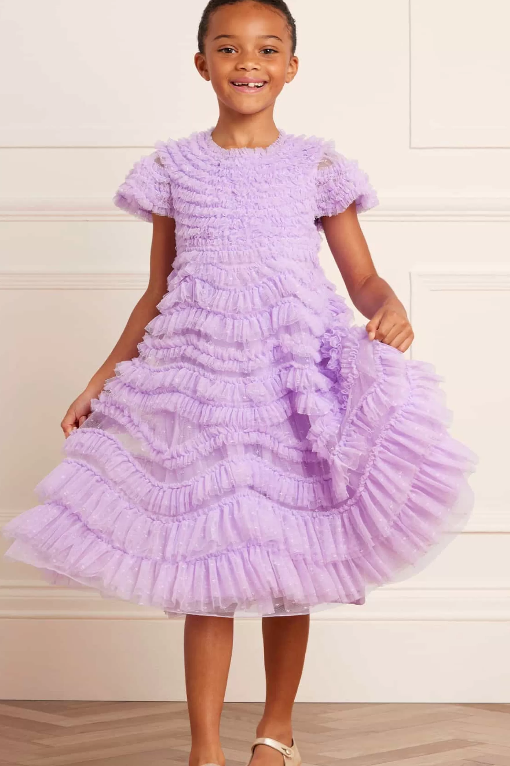 Needle & Thread Flower Girl | Flower Girl>Wild Rose Ruffle Kids Dress Purple