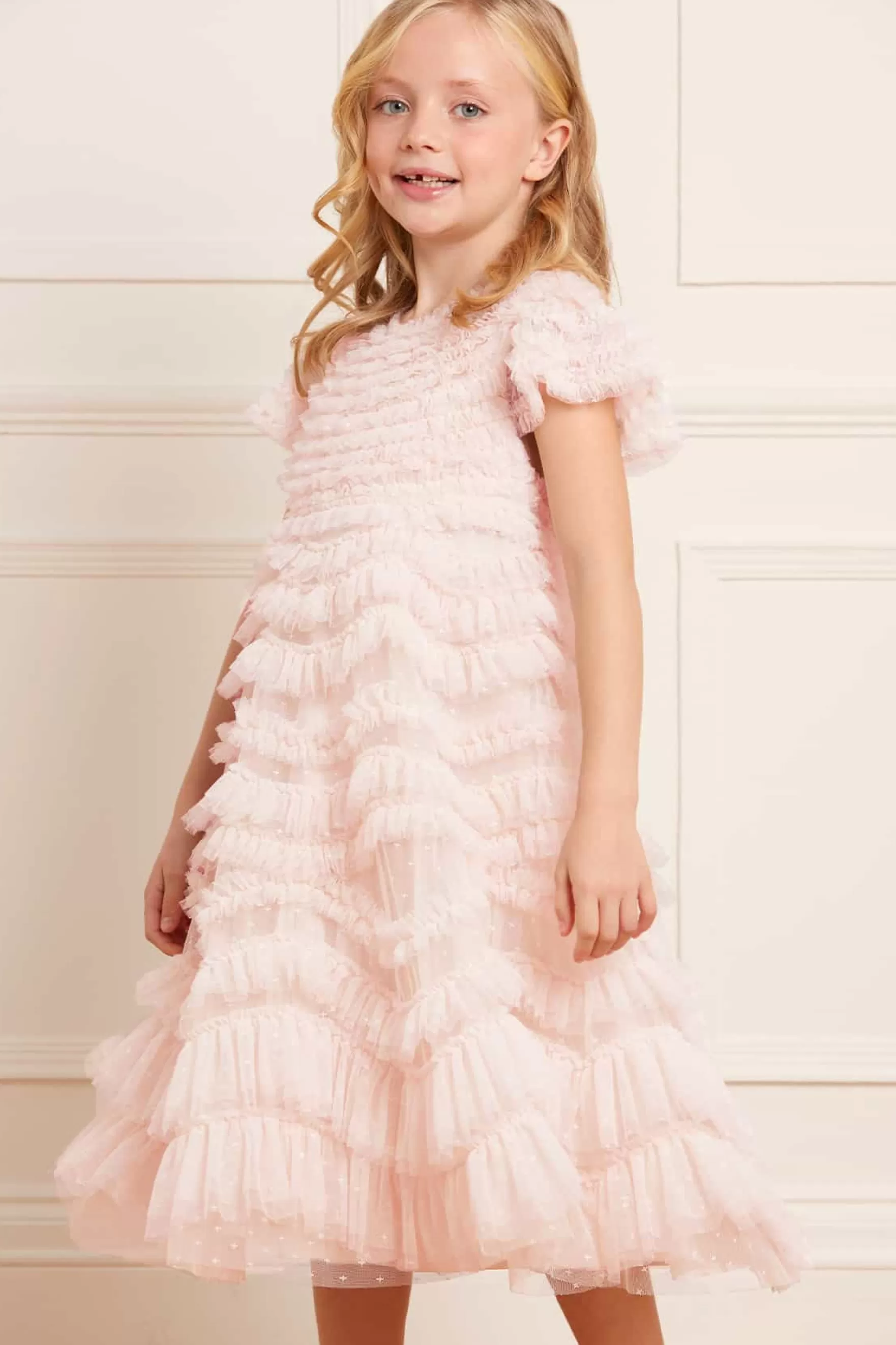 Needle & Thread Flower Girl | Flower Girl>Wild Rose Ruffle Kids Dress Champagne