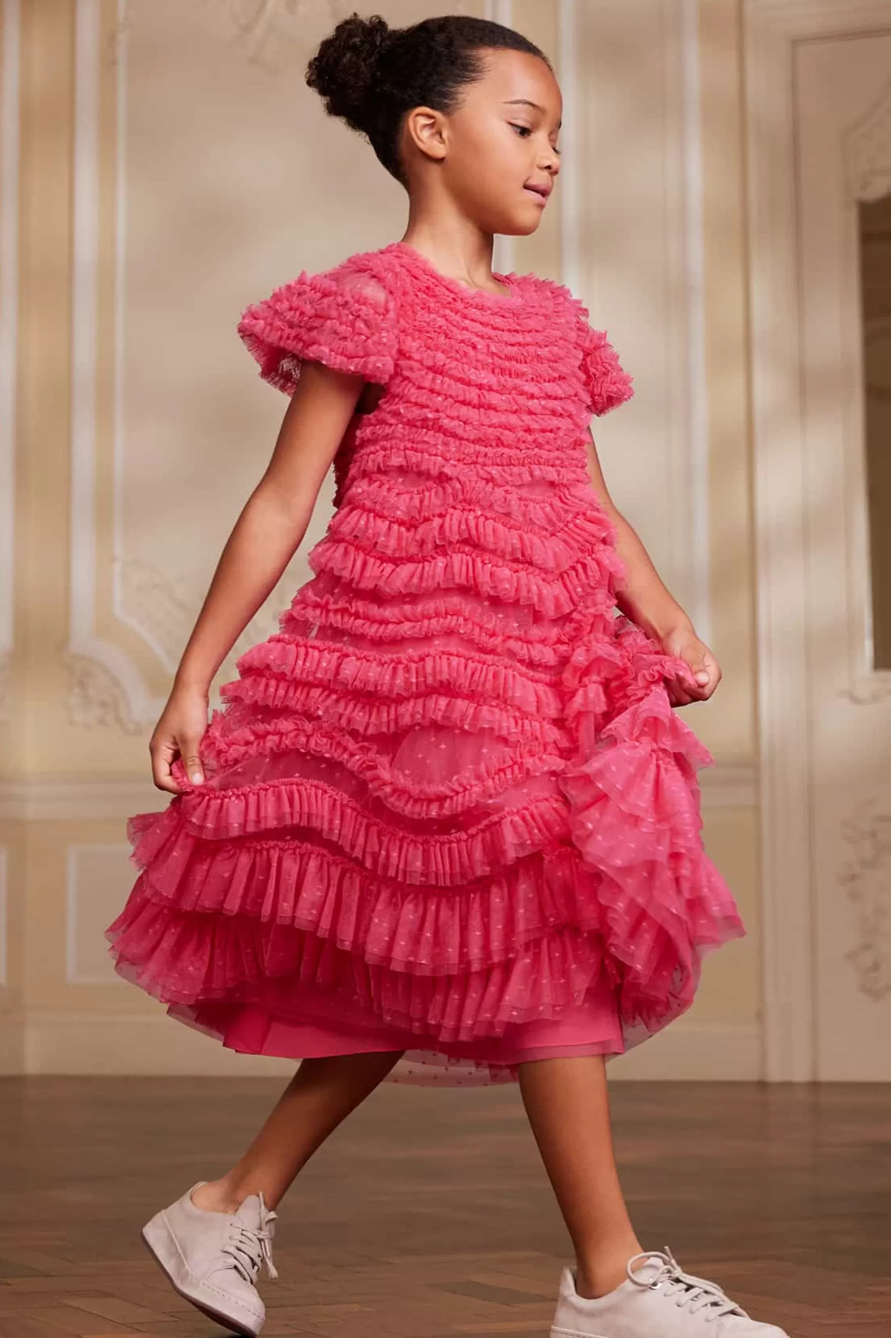 Needle & Thread Responsibly Sourced | Mummy & Me>Wild Rose Ruffle Kids Dress Pink