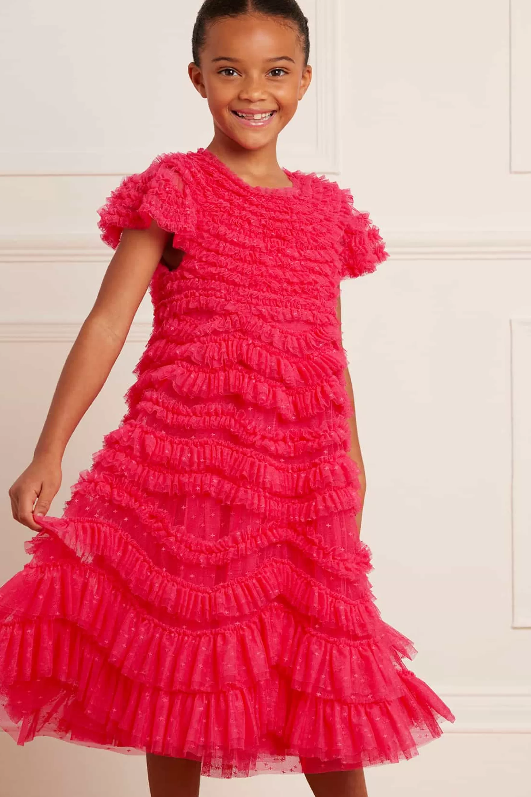 Needle & Thread Responsibly Sourced | Mummy & Me>Wild Rose Ruffle Kids Dress Pink