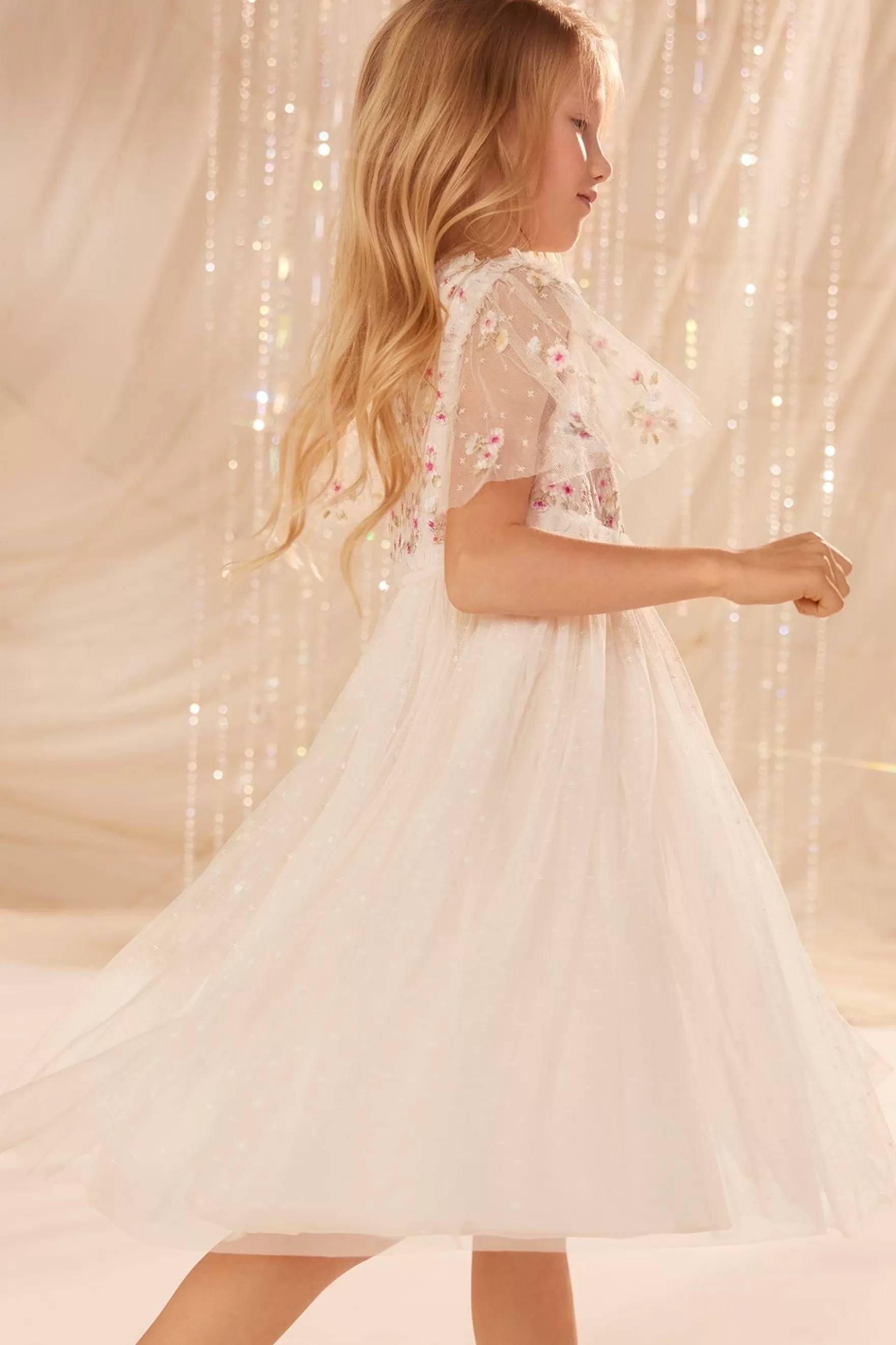 Needle & Thread Flower Girl | Flower Girl>Wildflower Ditsy Bodice Kids Dress Champagne