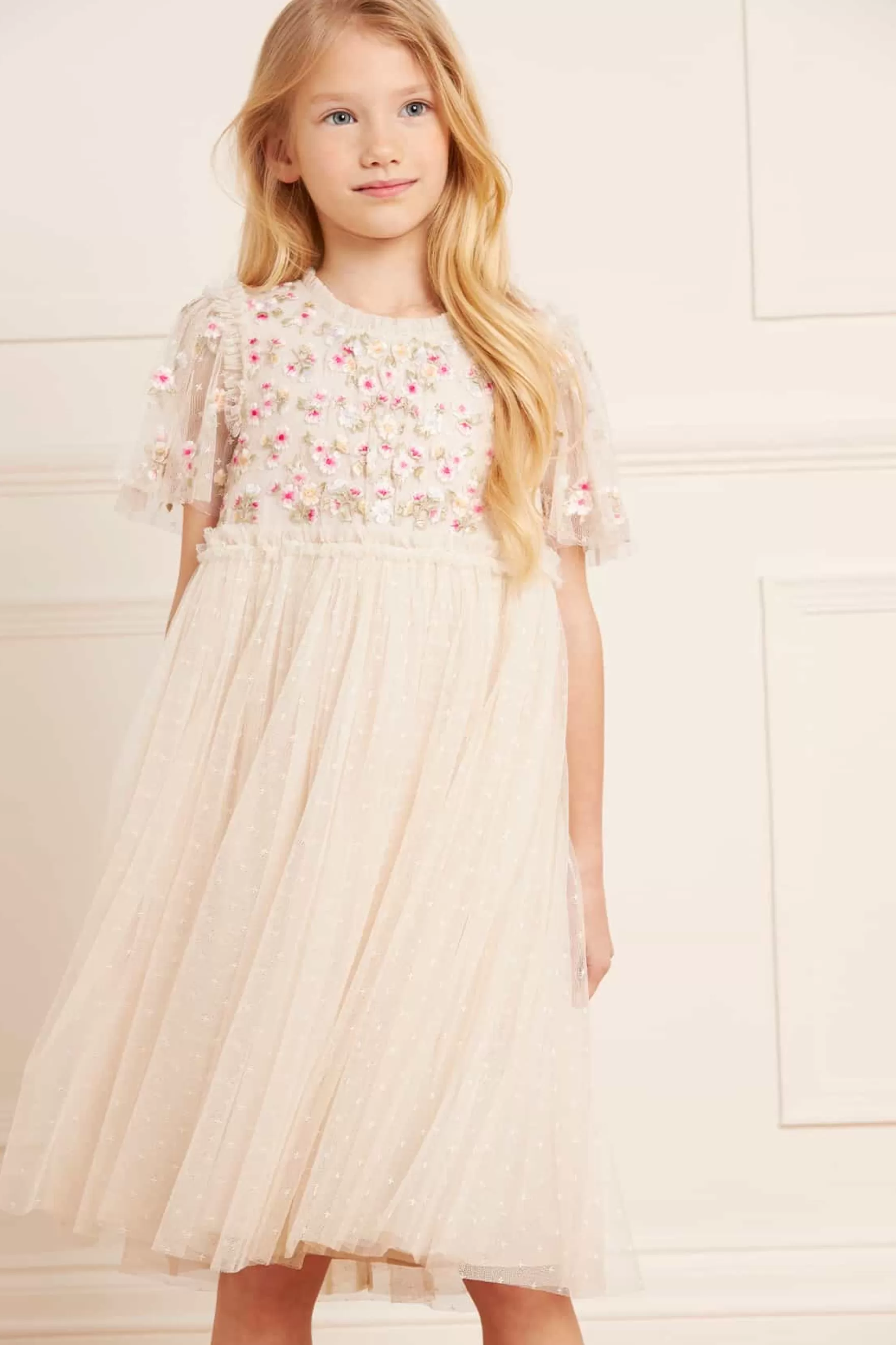 Needle & Thread Flower Girl | Flower Girl>Wildflower Ditsy Bodice Kids Dress Champagne