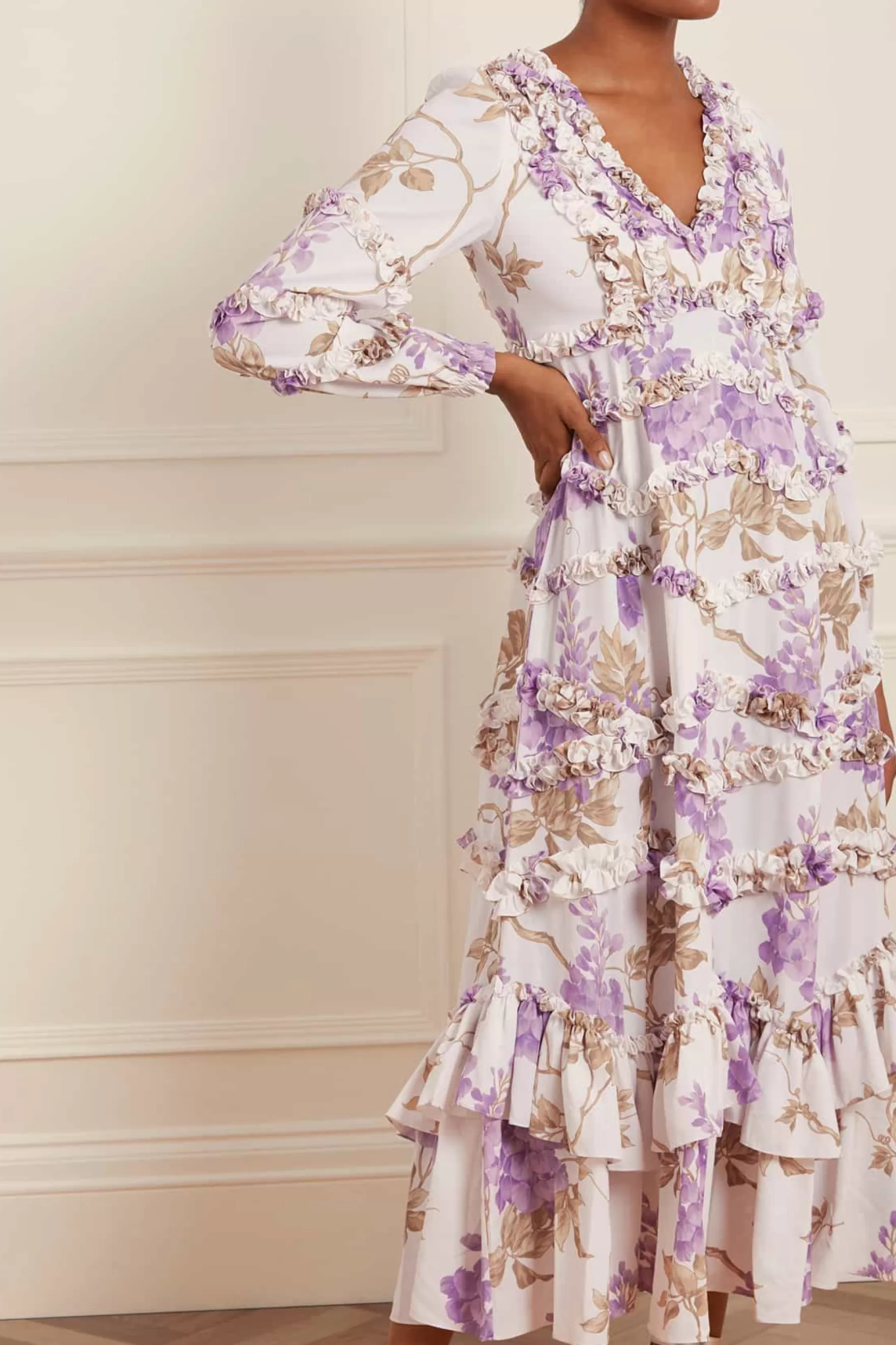 Needle & Thread Wedding Guest | Mummy & Me>Wisteria Crepe V-Neck Ankle Gown Multi