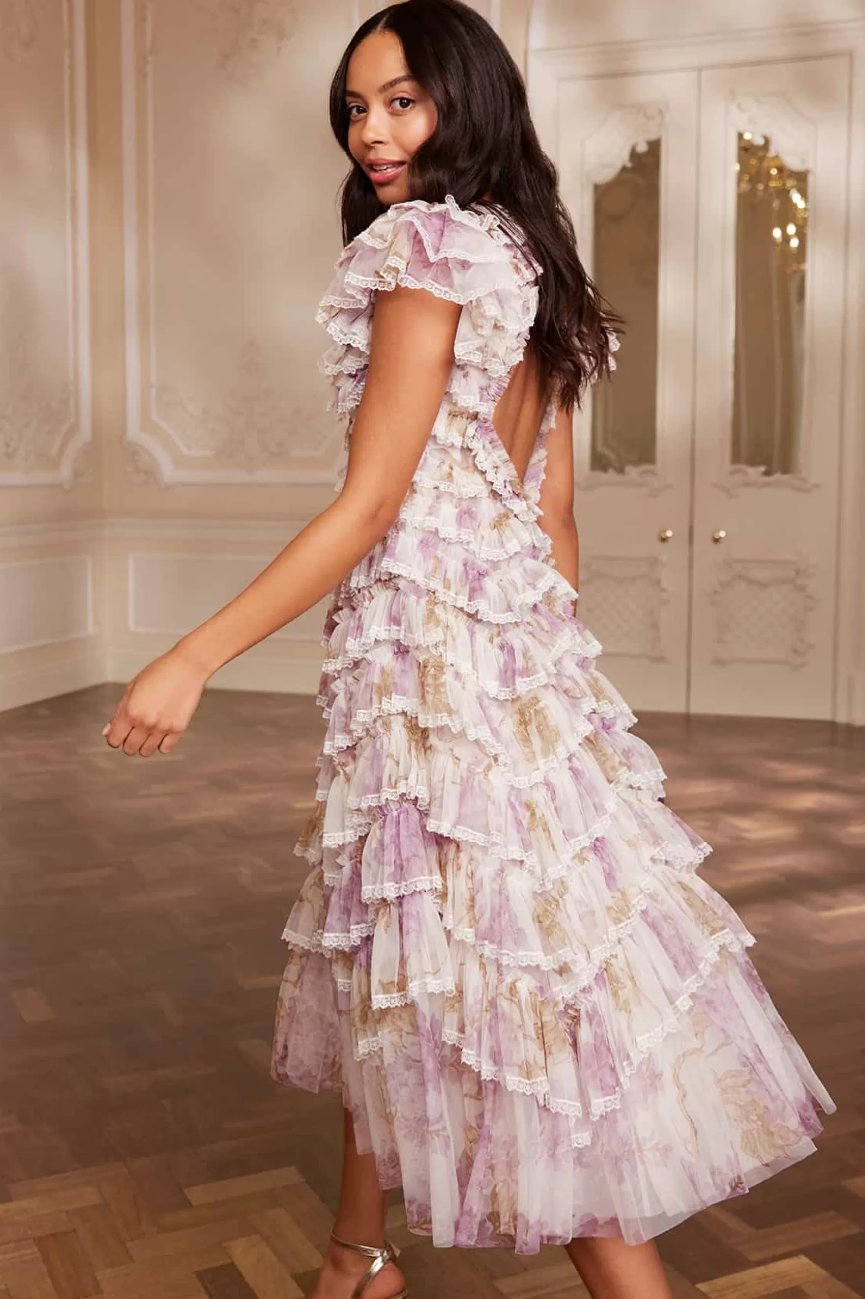 Needle & Thread Wedding Guest | Evening Dresses>Wisteria Ruffle Lace Ballerina Dress Multi