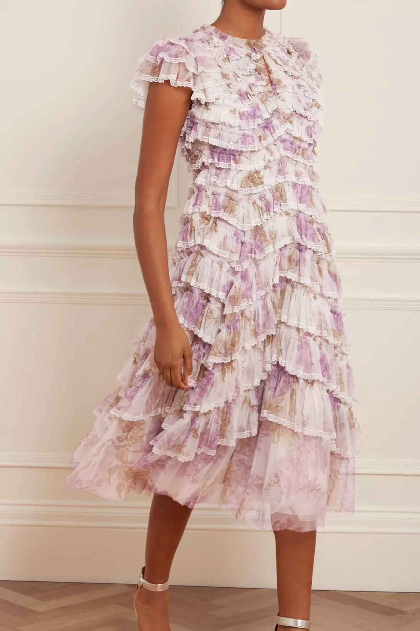 Needle & Thread Wedding Guest | Evening Dresses>Wisteria Ruffle Lace Ballerina Dress Multi